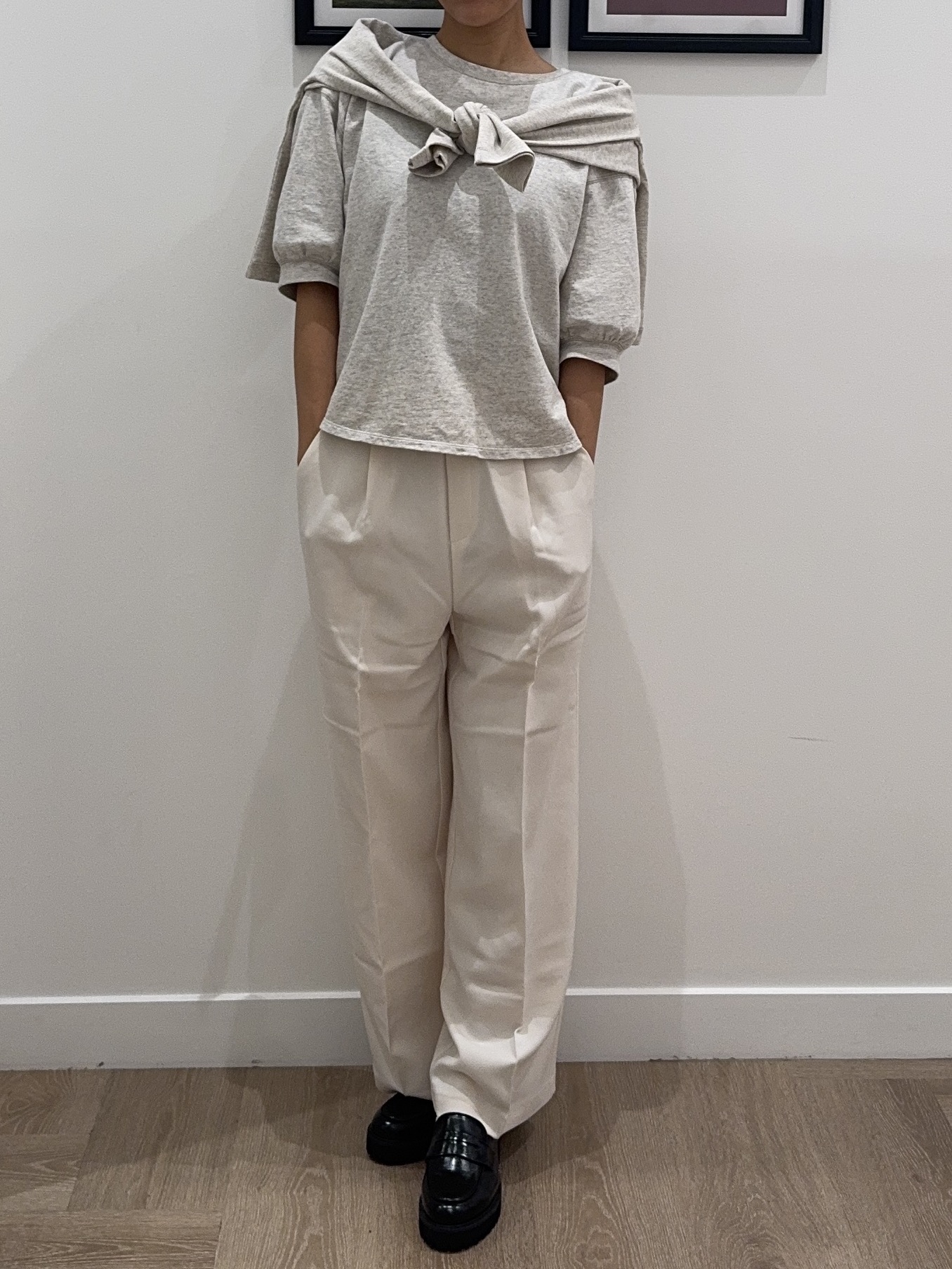 NOZOMIさんの「Dessin｜【高レビュー/洗える/XS-L】バックヘンリーミニ裏毛 5分袖」を使ったコーディネート