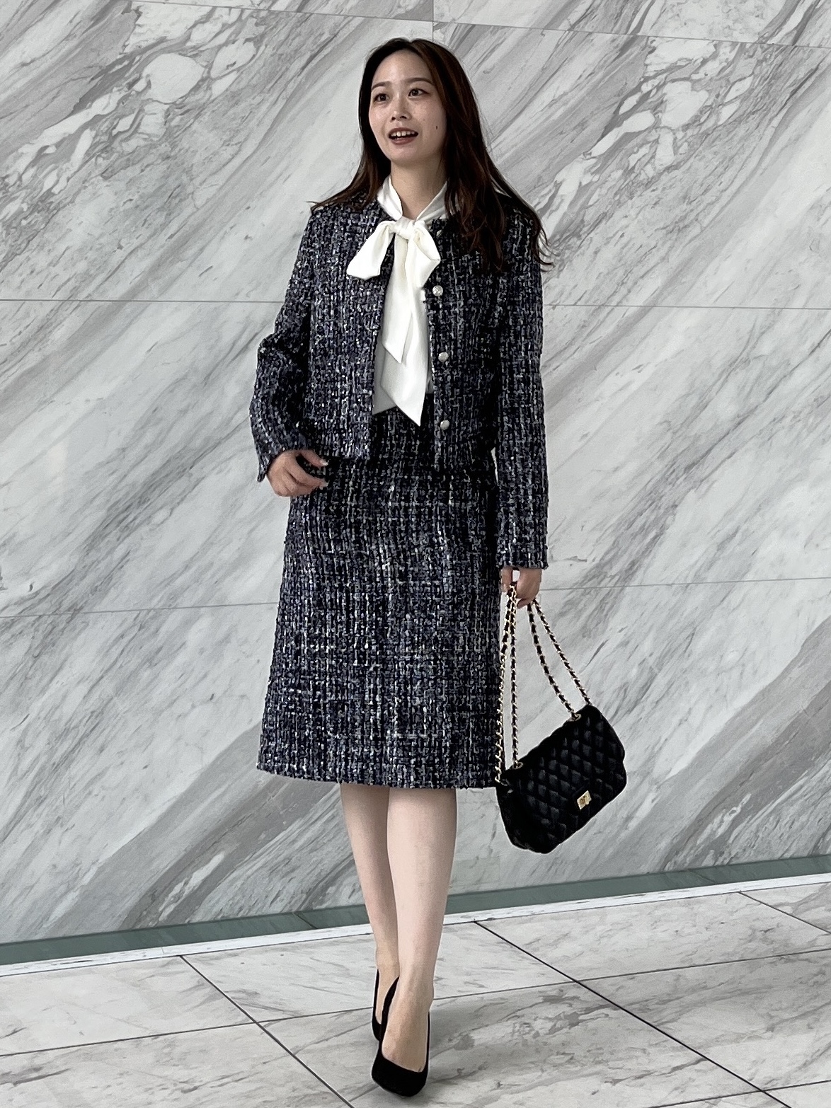Saekoさんの「COUP DE CHANCE｜シルク調リボンブラウス」を使ったコーディネート