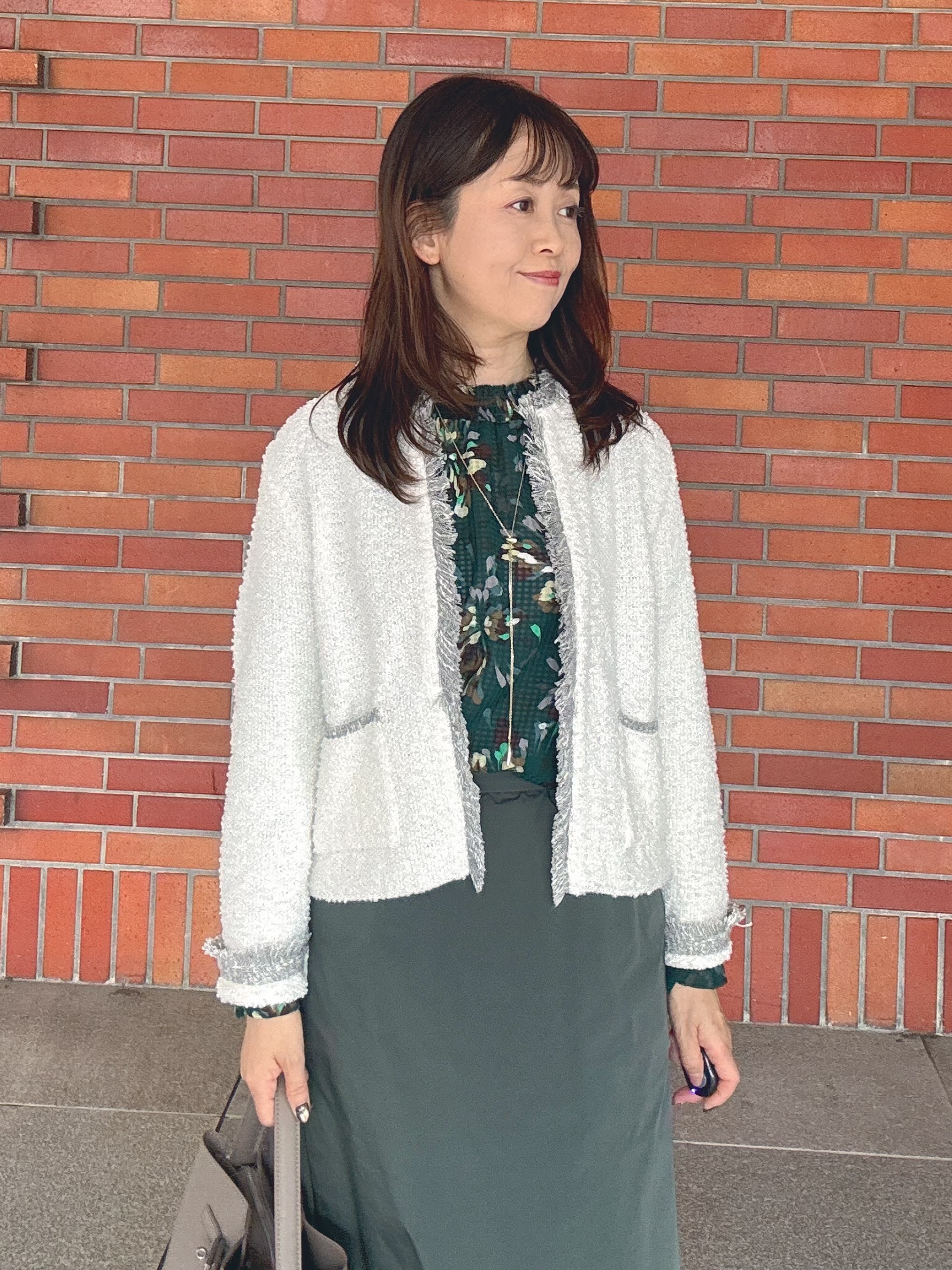 makiさんの「UNTITLED｜【ジャケットライク/秋羽織り】ファンシーヤーンツイードニットカーディガン」を使ったコーディネート