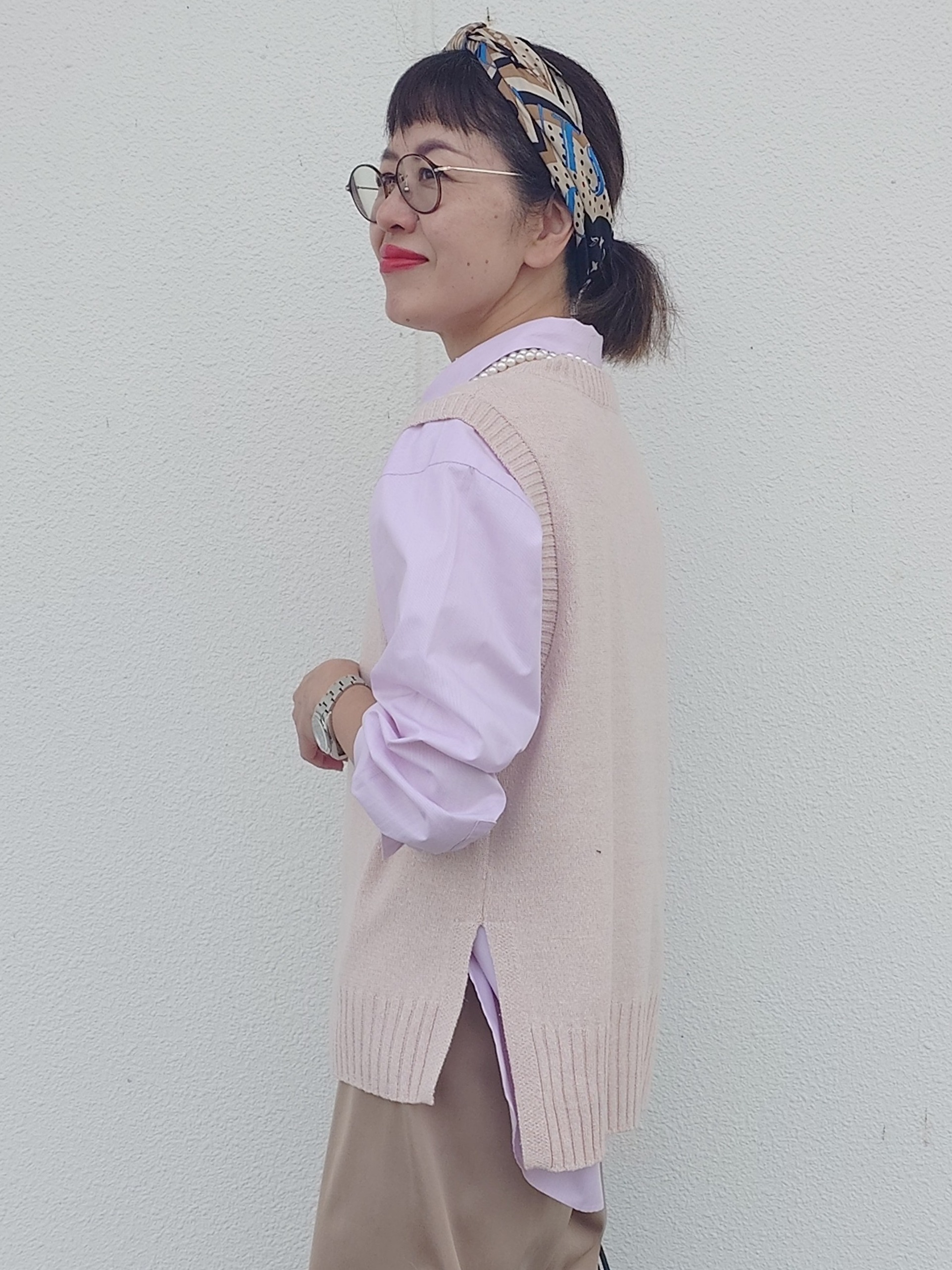 MUTSUKOさんの「UNTITLED｜【5色展開/手洗い可】ローシルクウールニットベスト」を使ったコーディネート