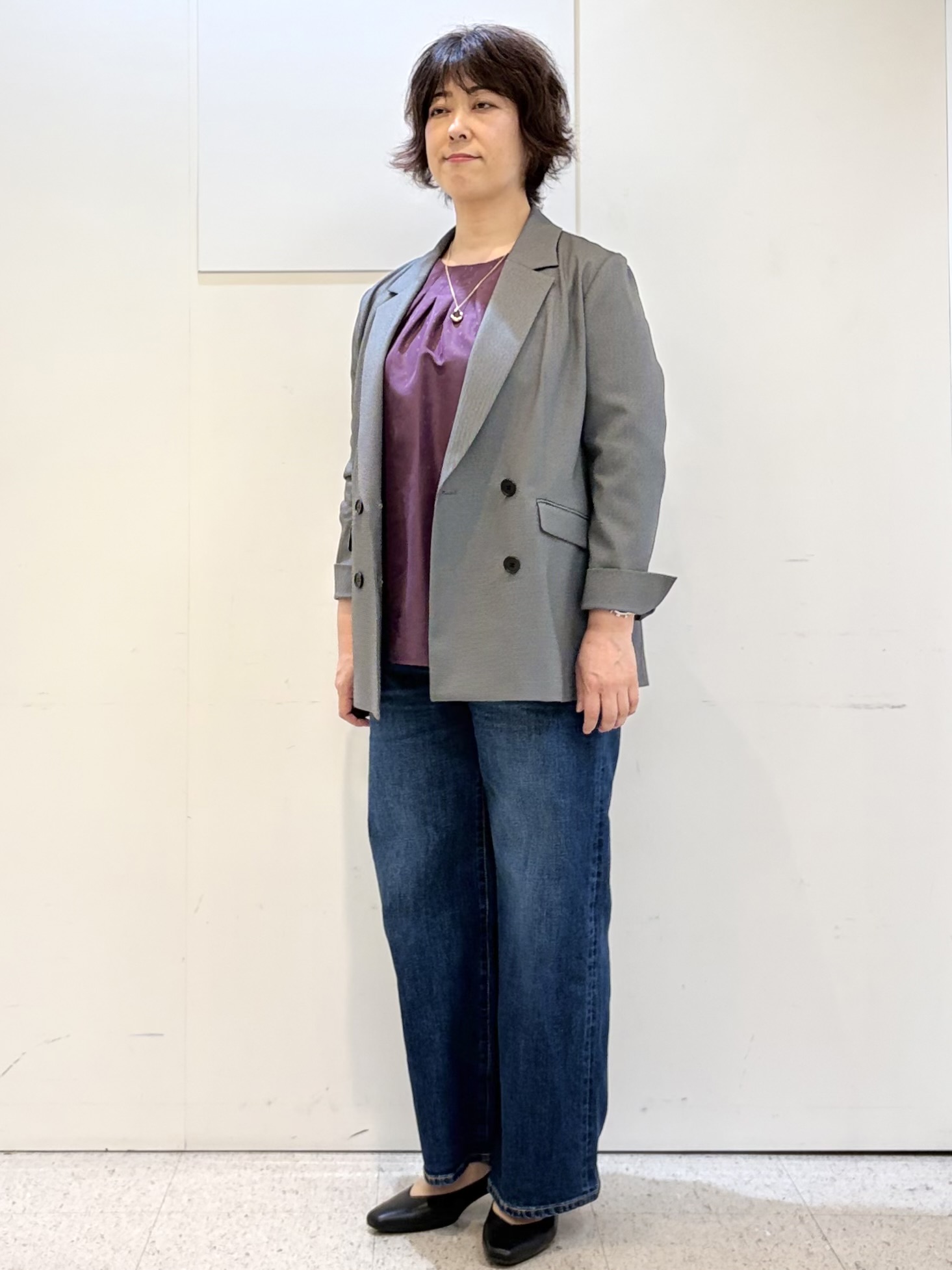 ヤスコさんの「Reflect｜【通勤◎】ダブルブレストデザインテーラードジャケット」を使ったコーディネート