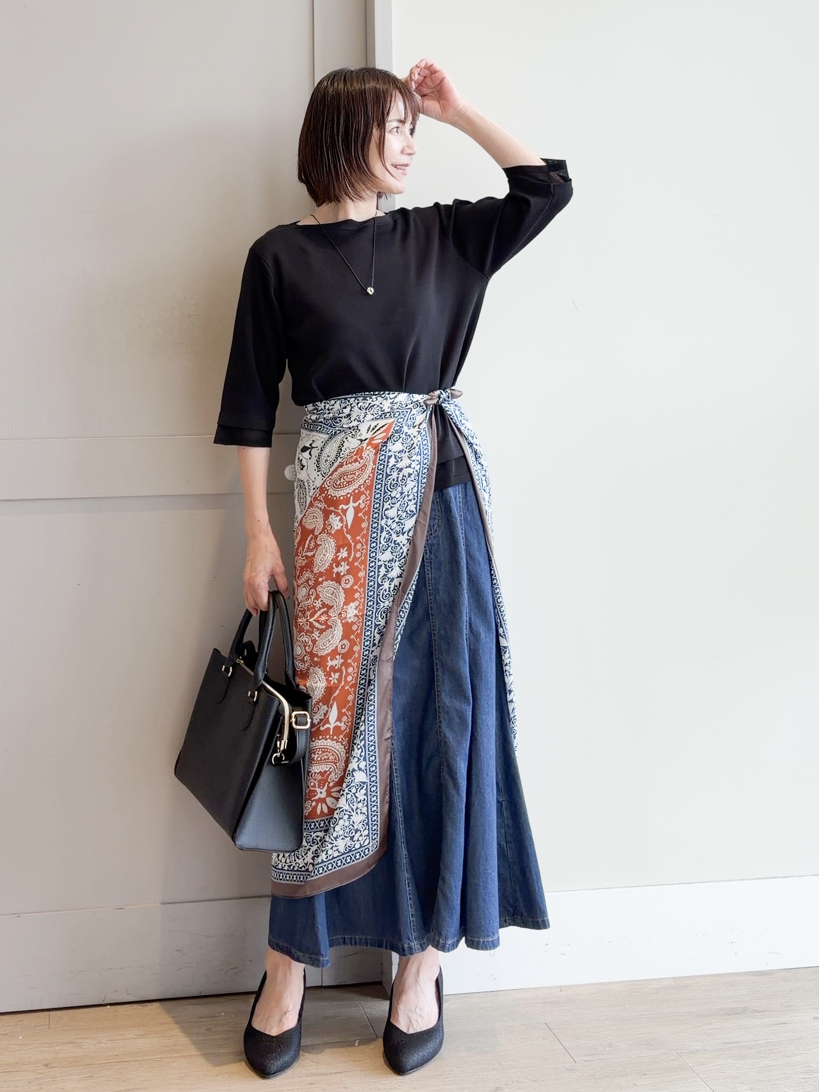 yamakoさんの「grove｜【人気シリーズに新型登場】袖口シアーやわらかドライタッチニット」を使ったコーディネート