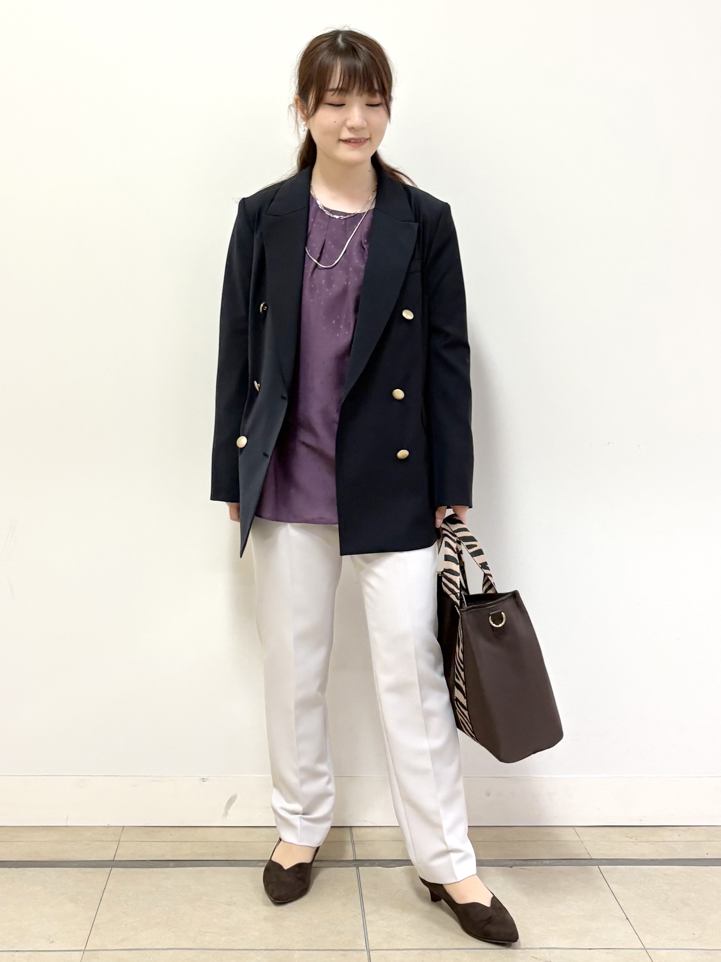 mikiさんの「Reflect｜【通勤】ダブルブレザージャケット」を使ったコーディネート