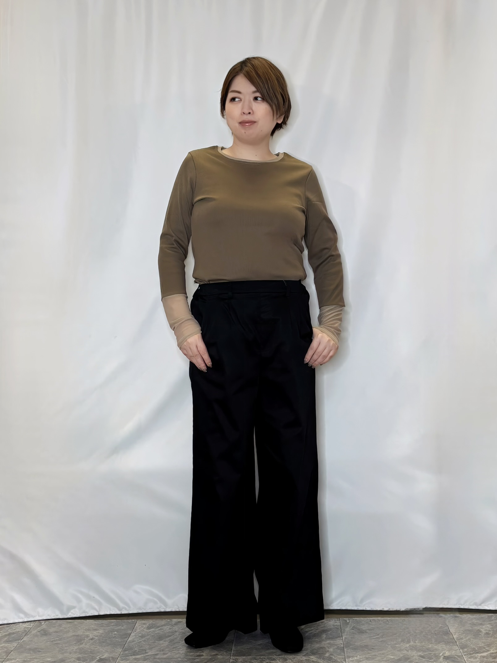 たみさんの「SHOO･LA･RUE｜【洗濯機可】インせず決まるAライン ストライプスキッパーシャツ」を使ったコーディネート