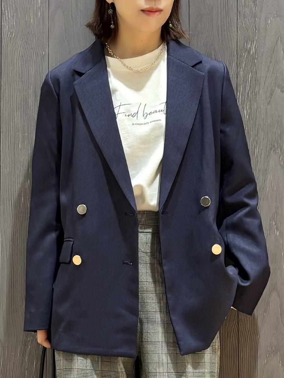 meiさんの「SHOO･LA･RUE｜【セットアップ可/通勤/洗濯機可/SS-LL】オンオフ使える ダブルブレストジャケット」を使ったコーディネート