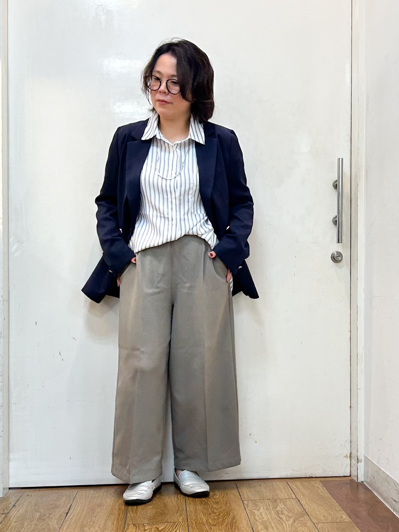 haruさんの「SHOO･LA･RUE｜【セットアップ可/通勤/洗濯機可/SS-LL】オンオフ使える ダブルブレストジャケット」を使ったコーディネート