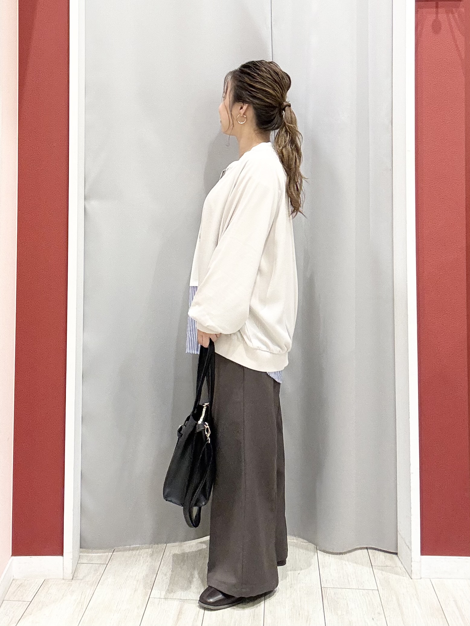 shioさんの「SHOO･LA･RUE｜【S-LL】洗濯後しわになりにくい 麻調リブブルゾン」を使ったコーディネート