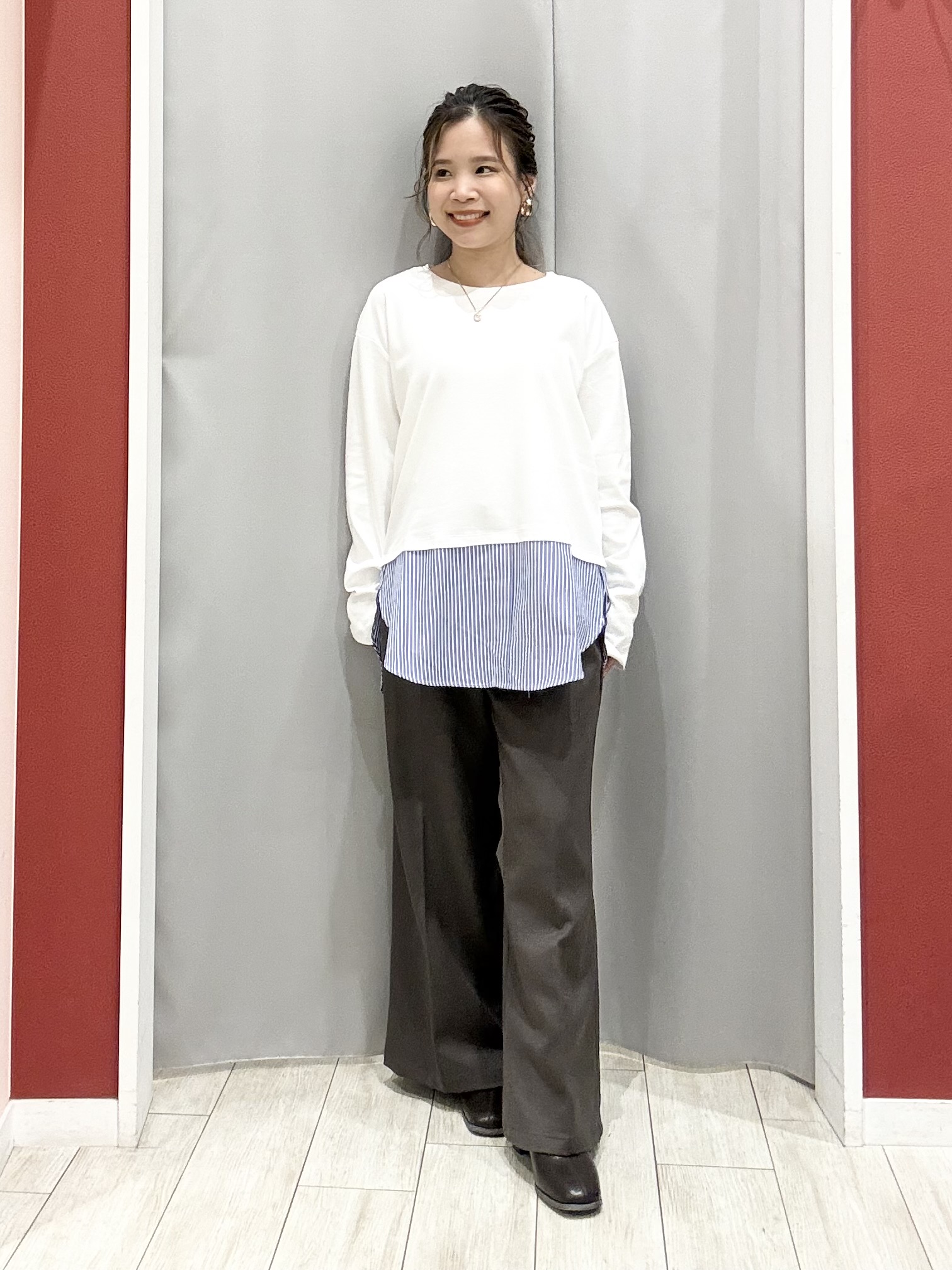 shioさんの「SHOO･LA･RUE｜【S-LL】洗濯後しわになりにくい 麻調リブブルゾン」を使ったコーディネート