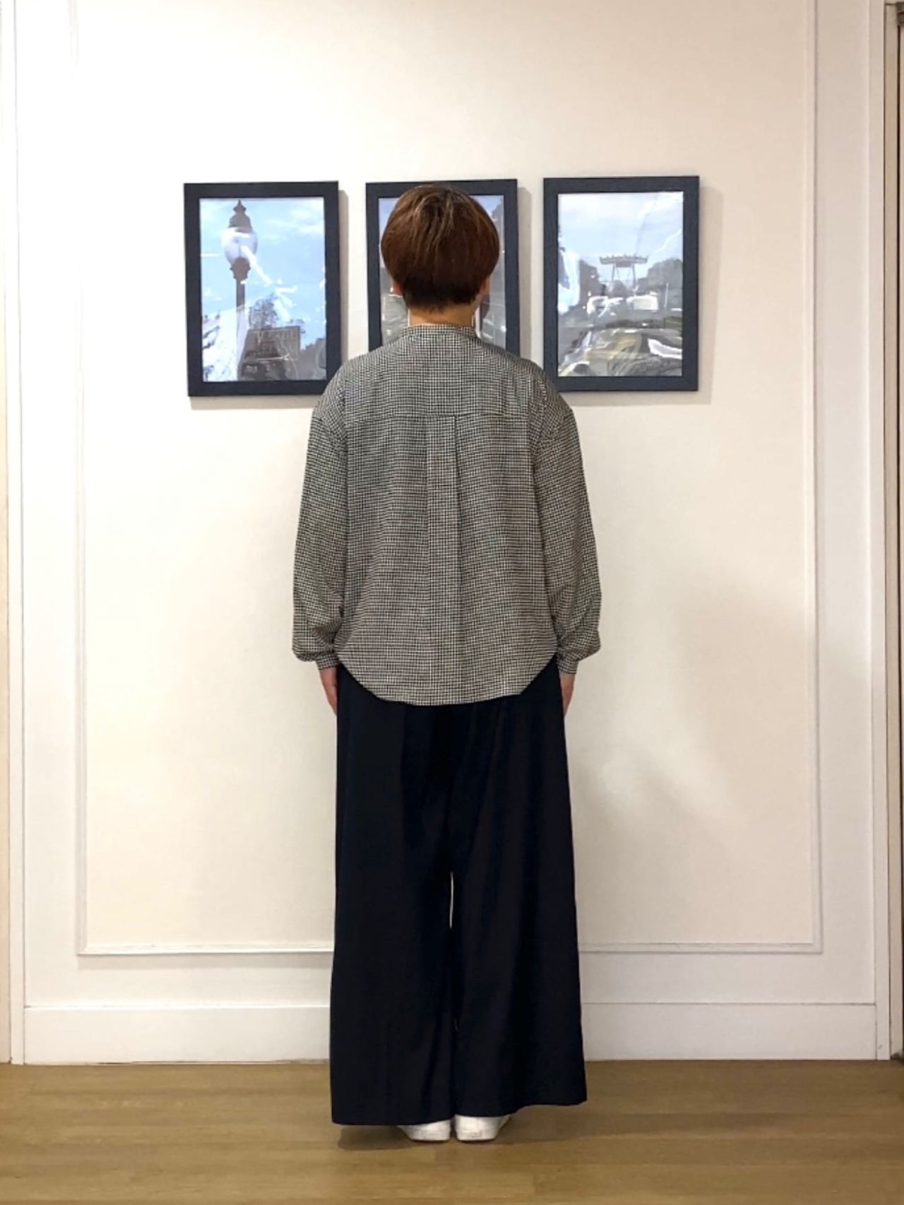 Hiroさんの「Dessin｜【秋羽織り/洗える】ハウンドトゥースフリルブラウス」を使ったコーディネート