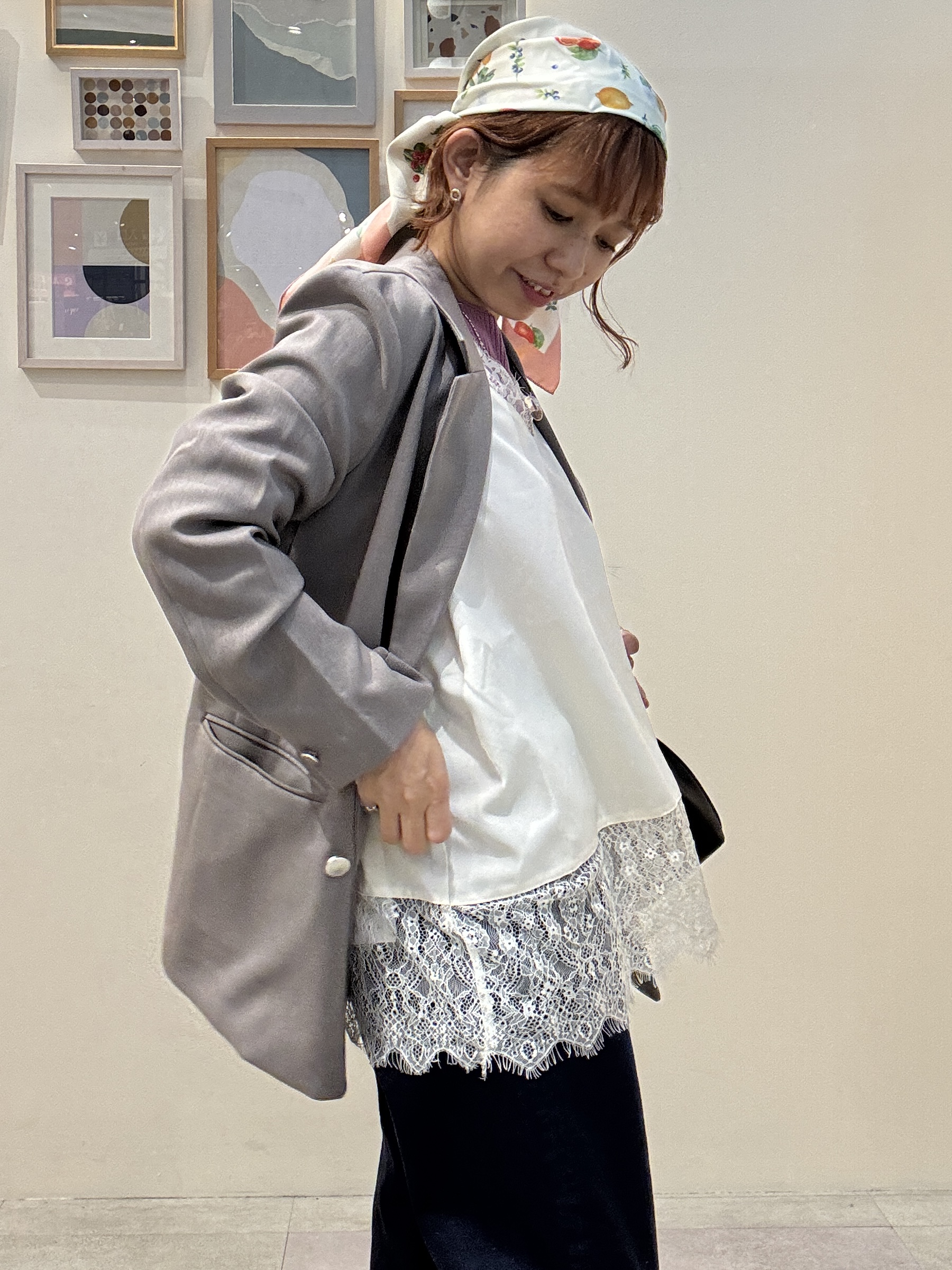 たけぴさんの「SHOO･LA･RUE｜【セットアップ可/通勤/洗濯機可/SS-LL】オンオフ使える ダブルブレストジャケット」を使ったコーディネート