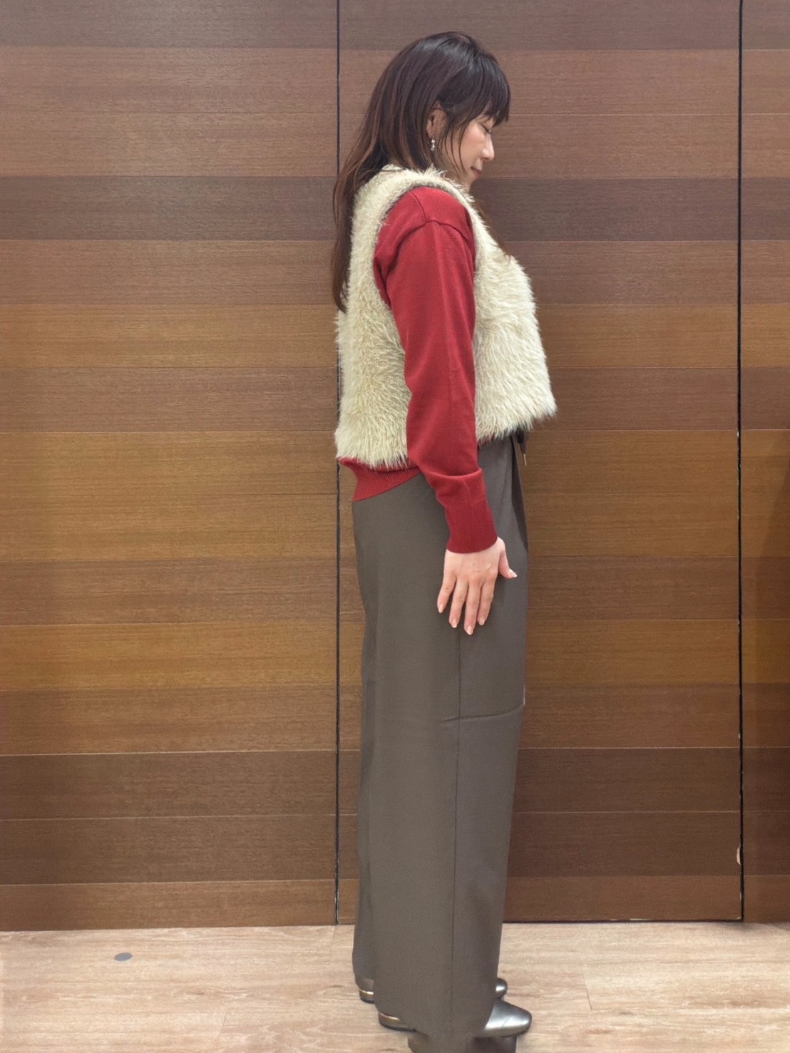 maichiさんの「OPAQUE.CLIP｜シャギーニット ベスト【洗濯機OK】」を使ったコーディネート