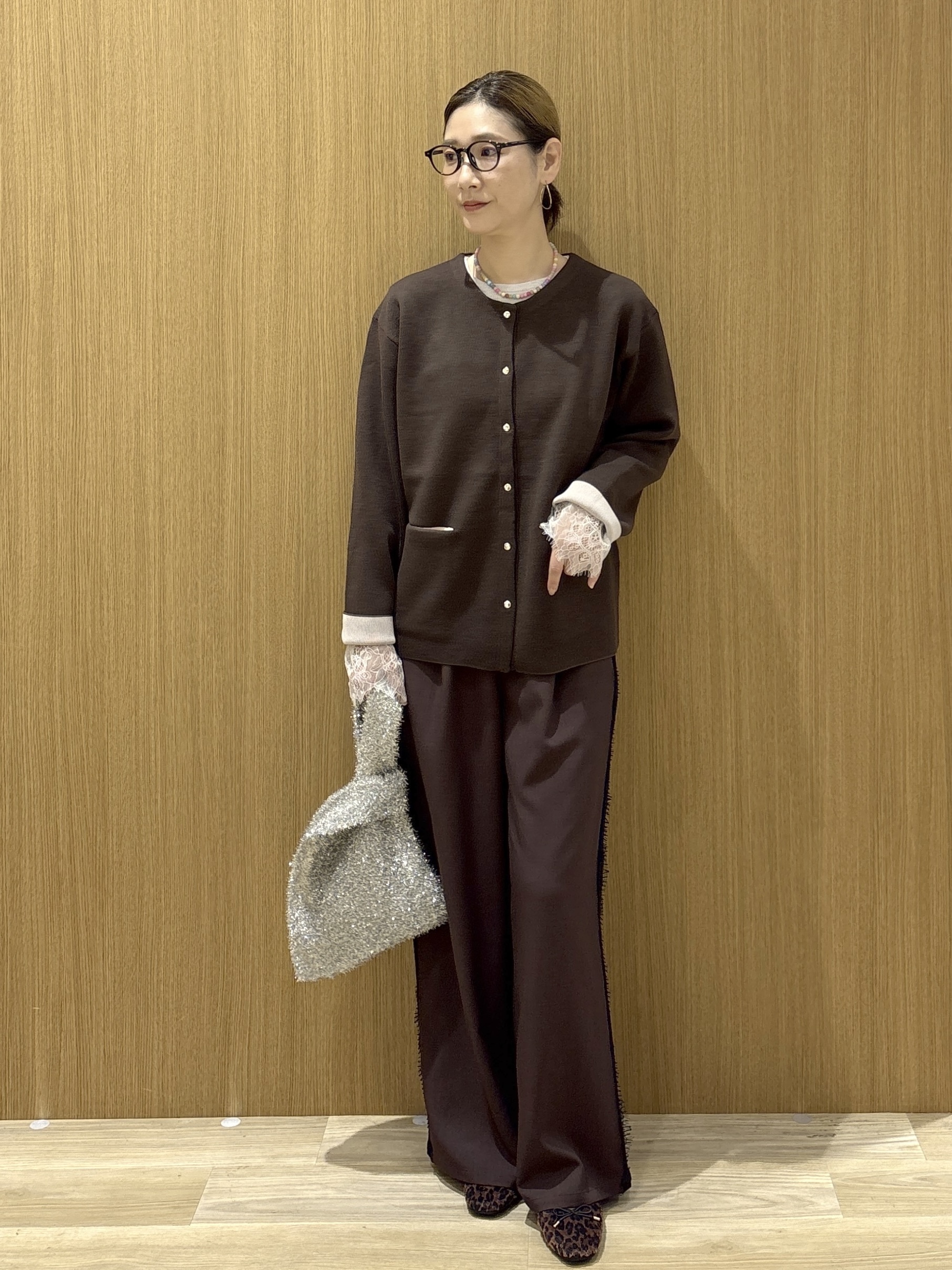 たけねぇさんの「OPAQUE.CLIP｜スナップボタン 配色ニットカーディガン【洗濯機OK】」を使ったコーディネート