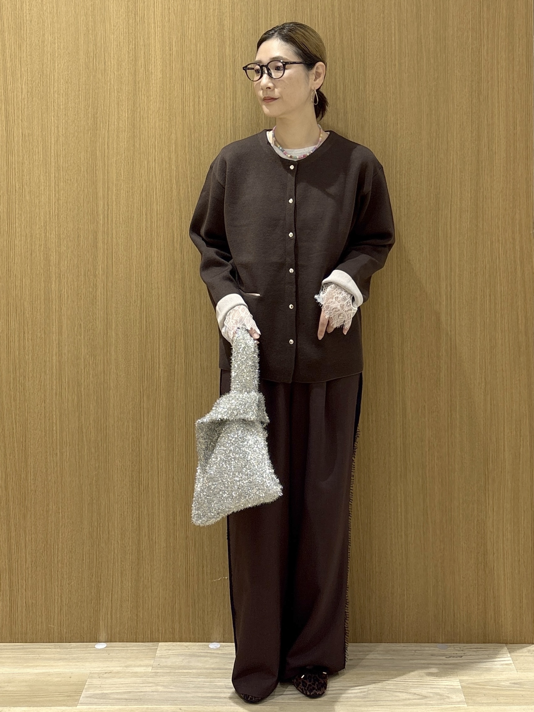 たけねぇさんの「OPAQUE.CLIP｜スナップボタン 配色ニットカーディガン【洗濯機OK】」を使ったコーディネート
