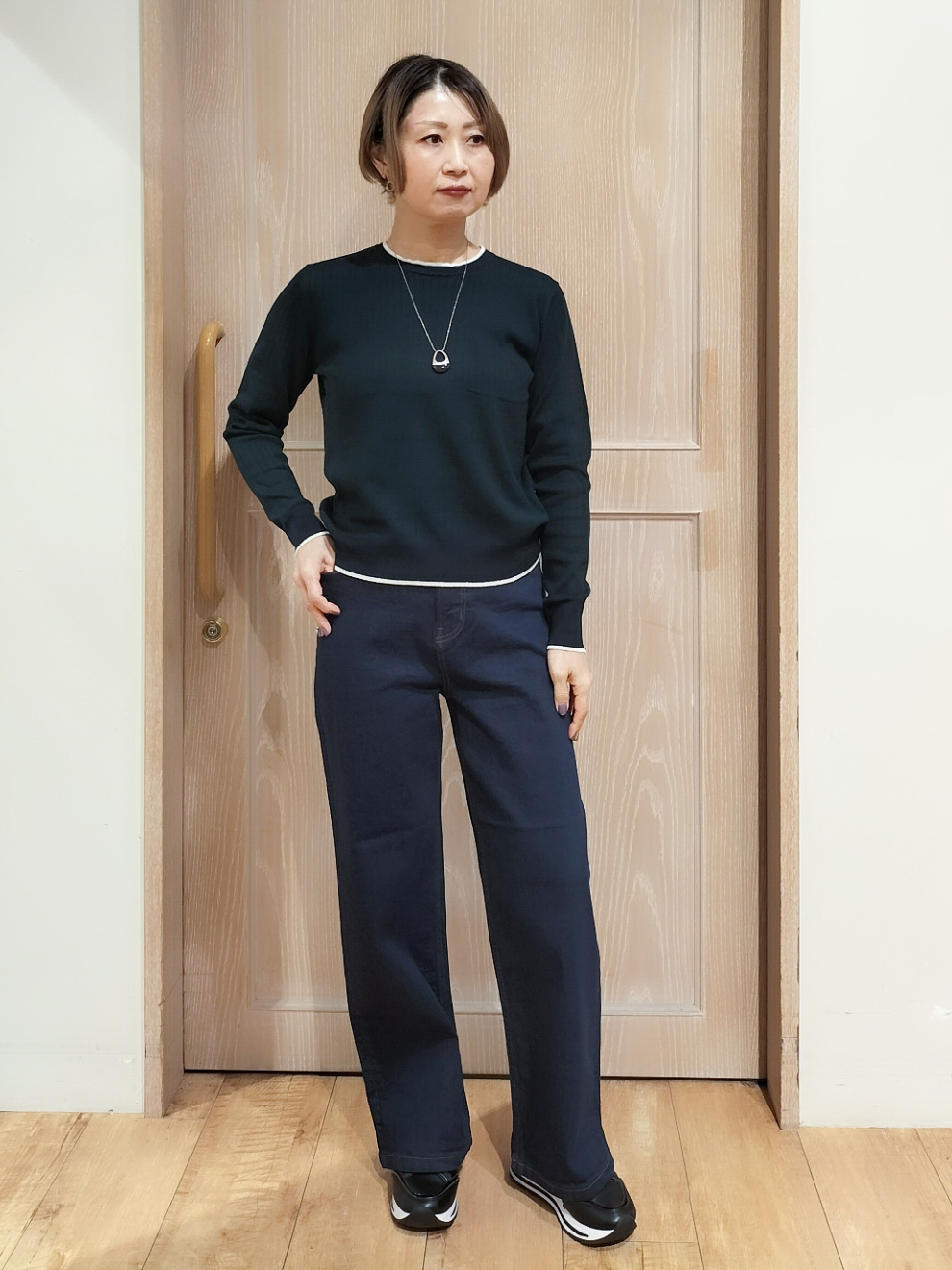 YUKIさんの「SHOO･LA･RUE｜【S-LL/洗濯機可】配色使いが目を惹く クルーネックニットカーディガン」を使ったコーディネート