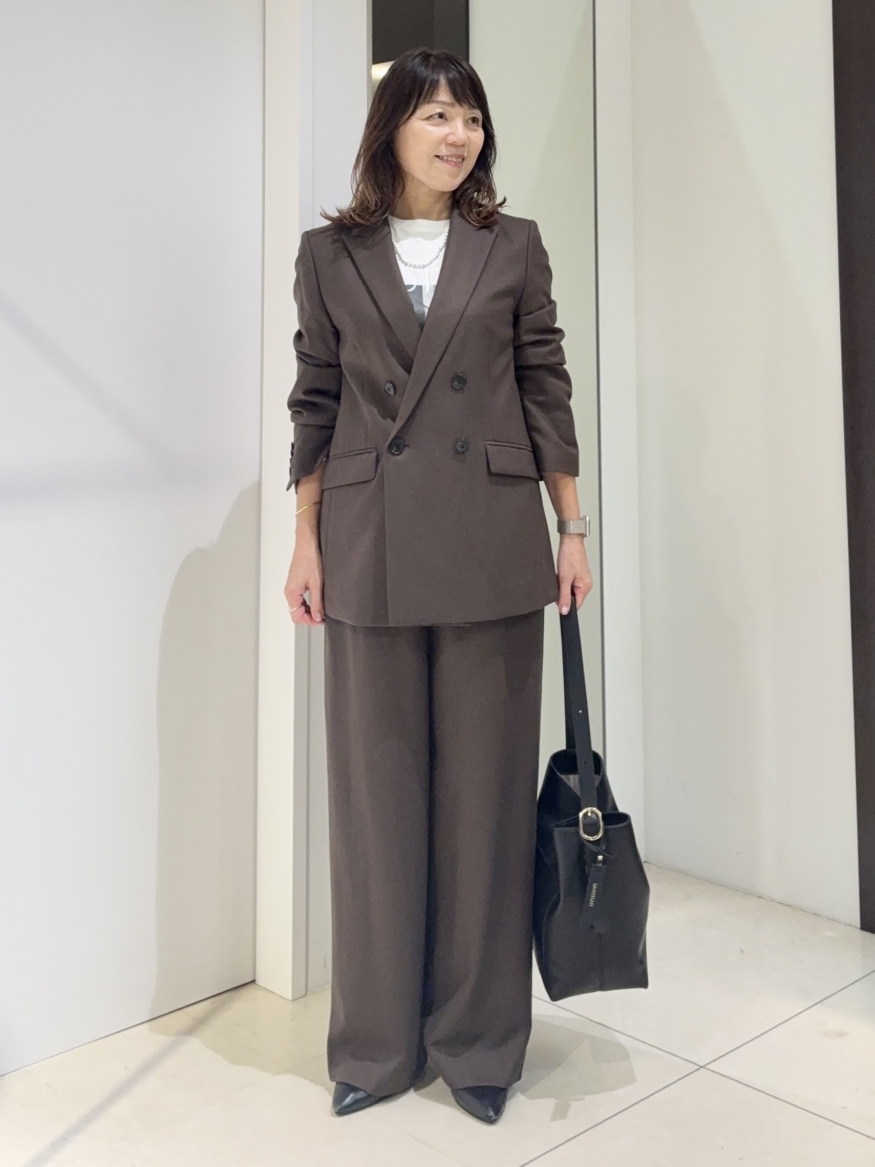 tomoさんの「UNTITLED｜【セットアップ可/秋羽織り】ウールダブルジャケット」を使ったコーディネート