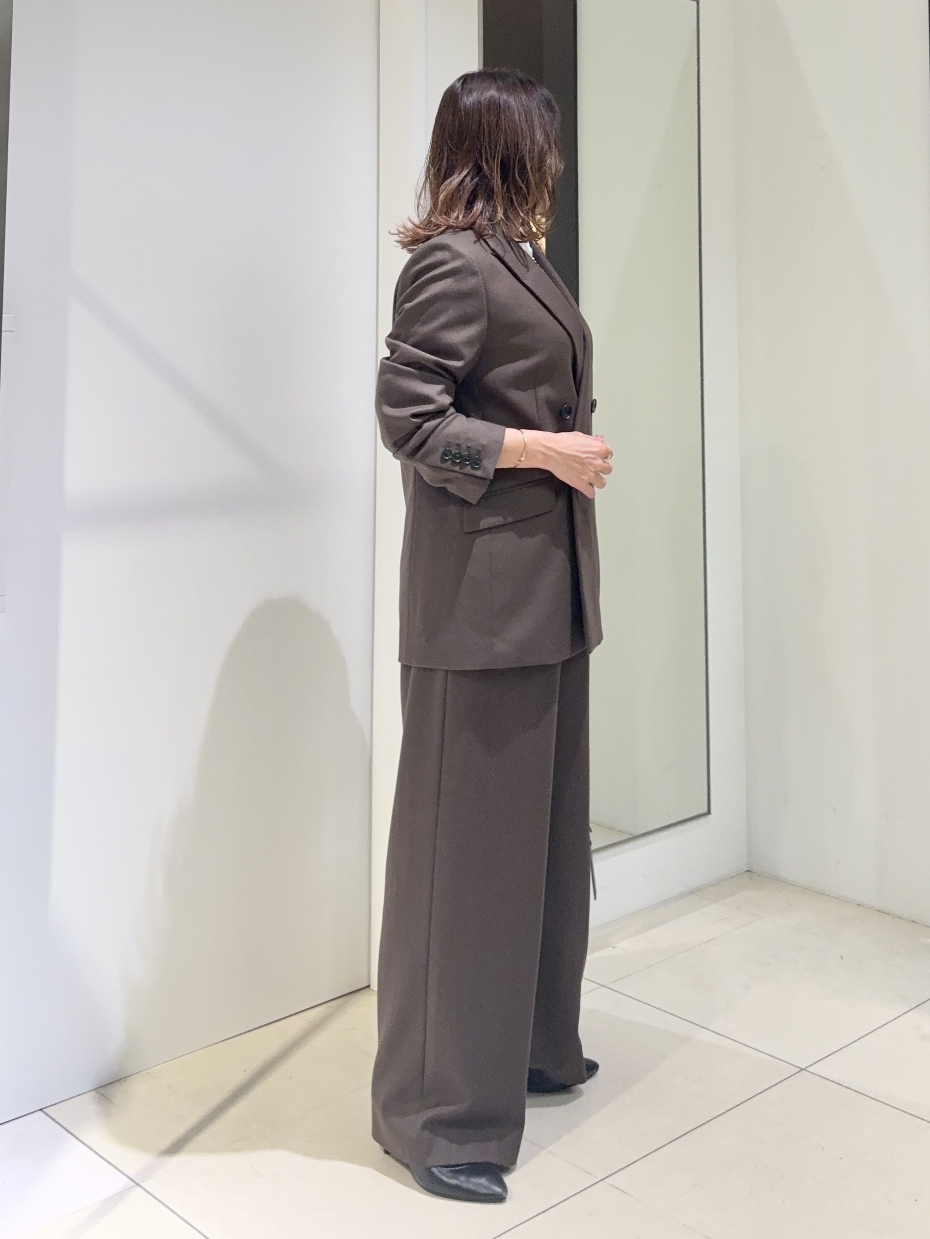 tomoさんの「UNTITLED｜【セットアップ可/秋羽織り】ウールダブルジャケット」を使ったコーディネート