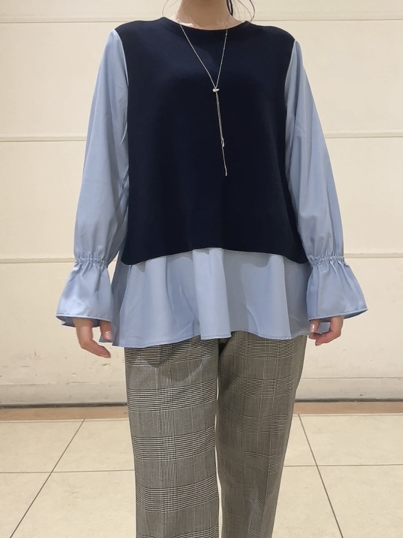 watanabeさんの「UNTITLED｜【洗える／1枚でコーデ完成】重ね着風ニットトップス」を使ったコーディネート
