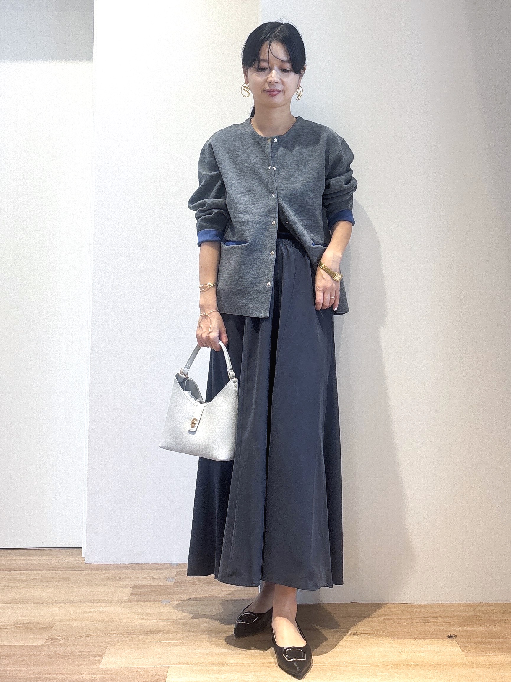 あいさんの「OPAQUE.CLIP｜スナップボタン 配色ニットカーディガン【洗濯機OK】」を使ったコーディネート