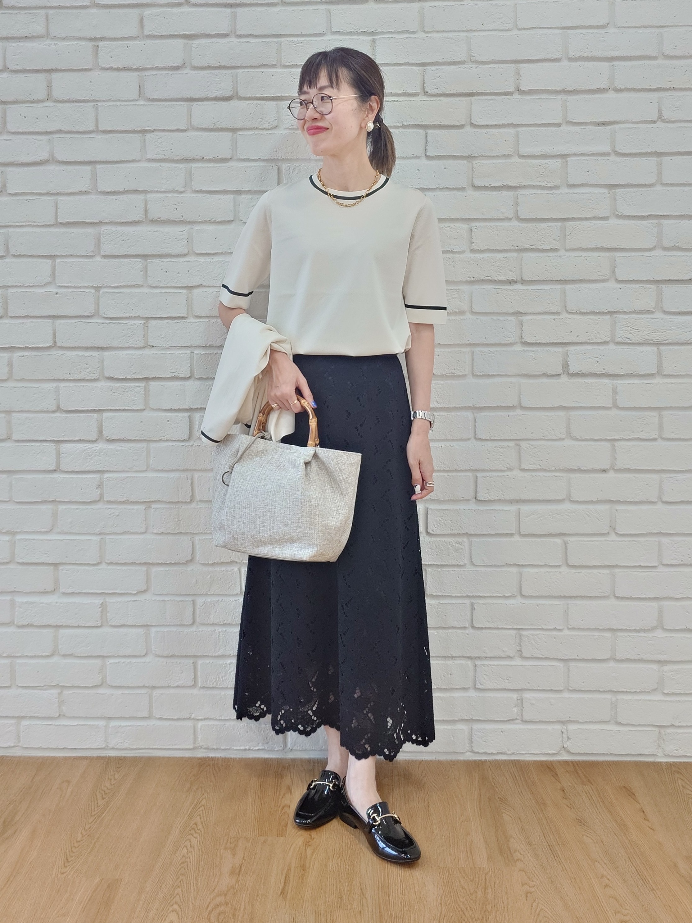 MUTSUKOさんの「UNTITLED｜【アンサンブル可能/秋羽織り】コンパクトニットカーディガン」を使ったコーディネート