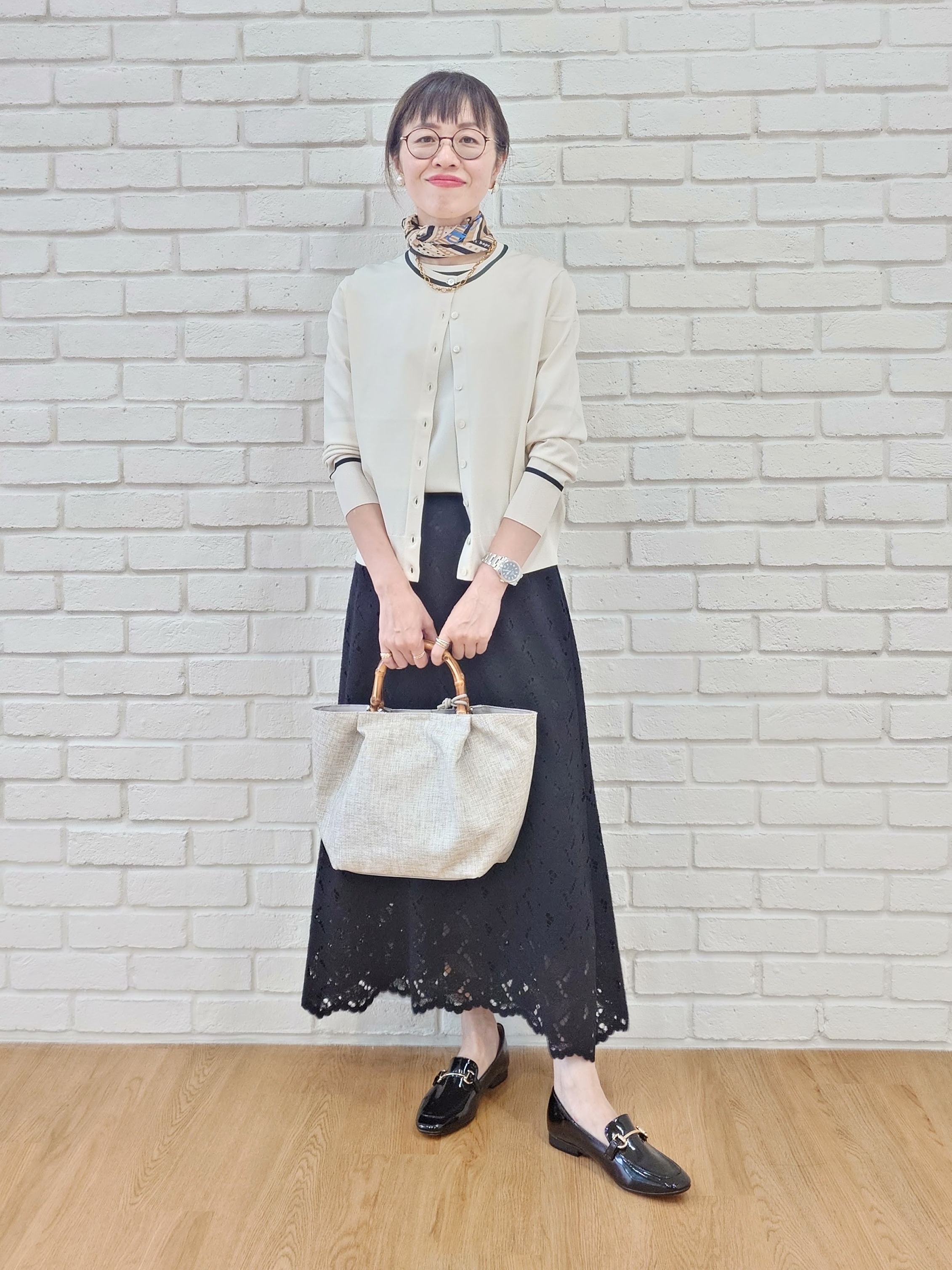MUTSUKOさんの「UNTITLED｜【アンサンブル可能/秋羽織り】コンパクトニットカーディガン」を使ったコーディネート