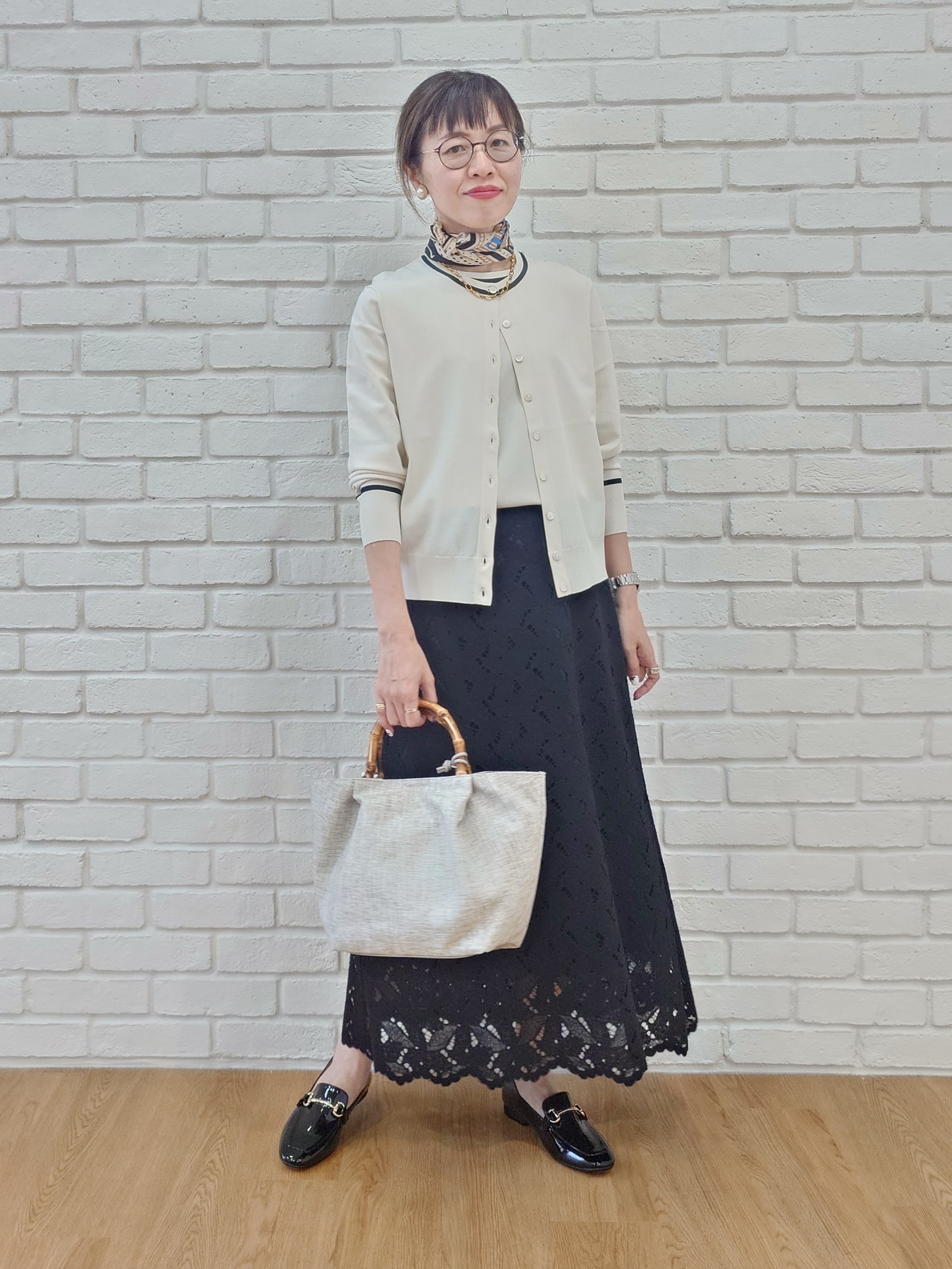 MUTSUKOさんの「UNTITLED｜【アンサンブル可能/秋羽織り】コンパクトニットカーディガン」を使ったコーディネート
