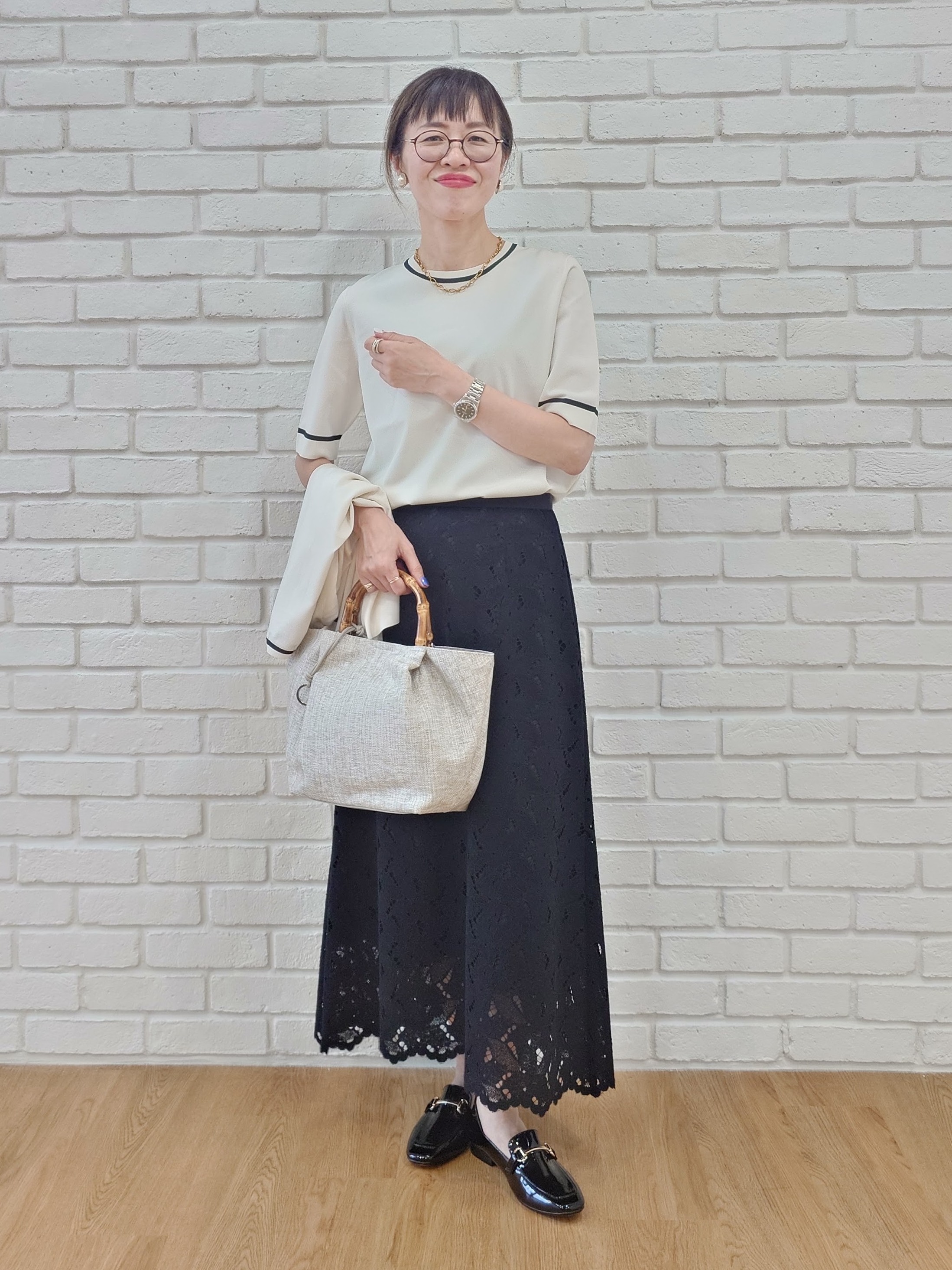 MUTSUKOさんの「UNTITLED｜【アンサンブル可能/秋羽織り】コンパクトニットカーディガン」を使ったコーディネート