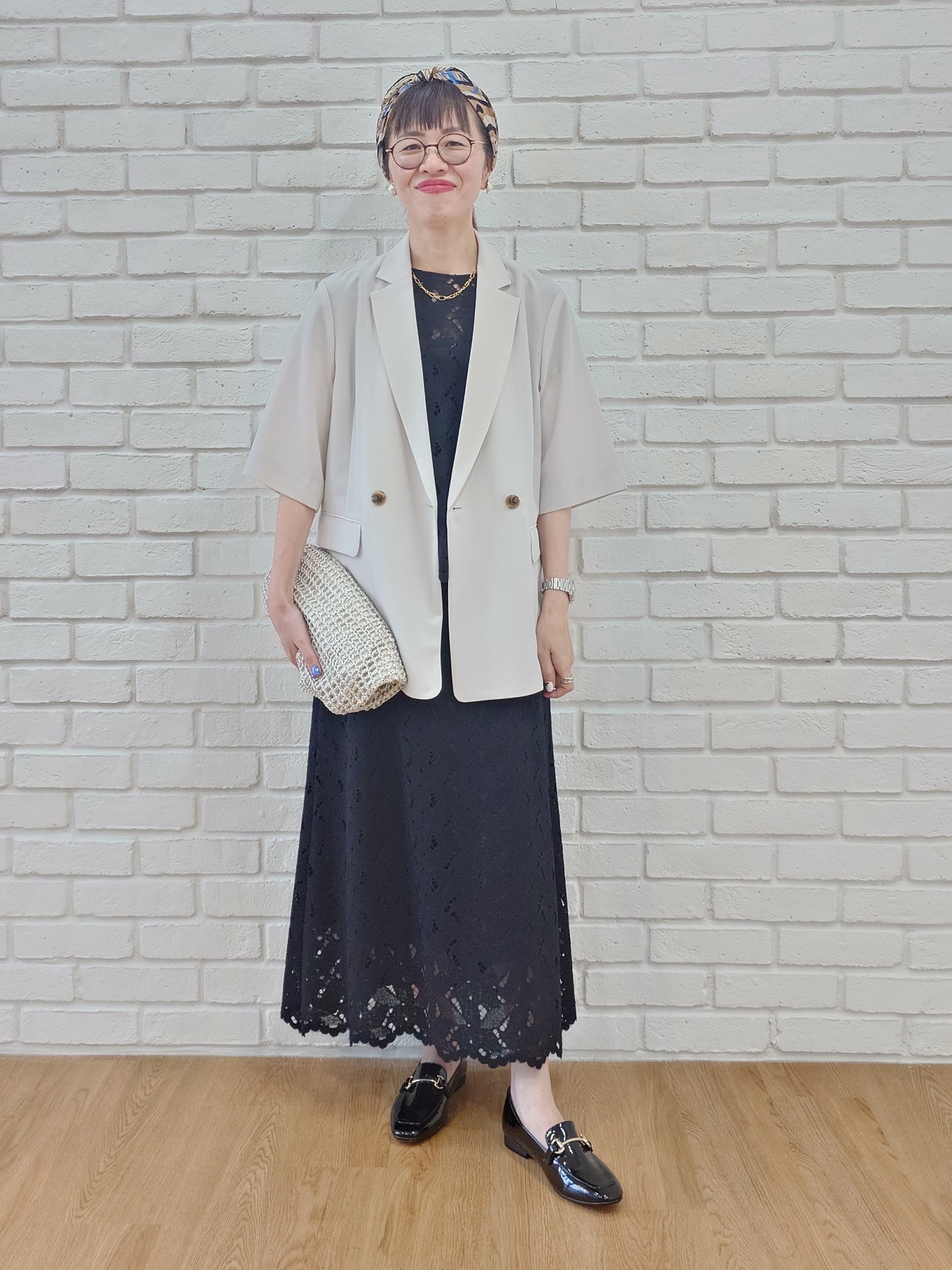 MUTSUKOさんの「UNTITLED｜【秋の通勤羽織/セットアップ可/UVカット】エアリークール半袖ジャケット」を使ったコーディネート