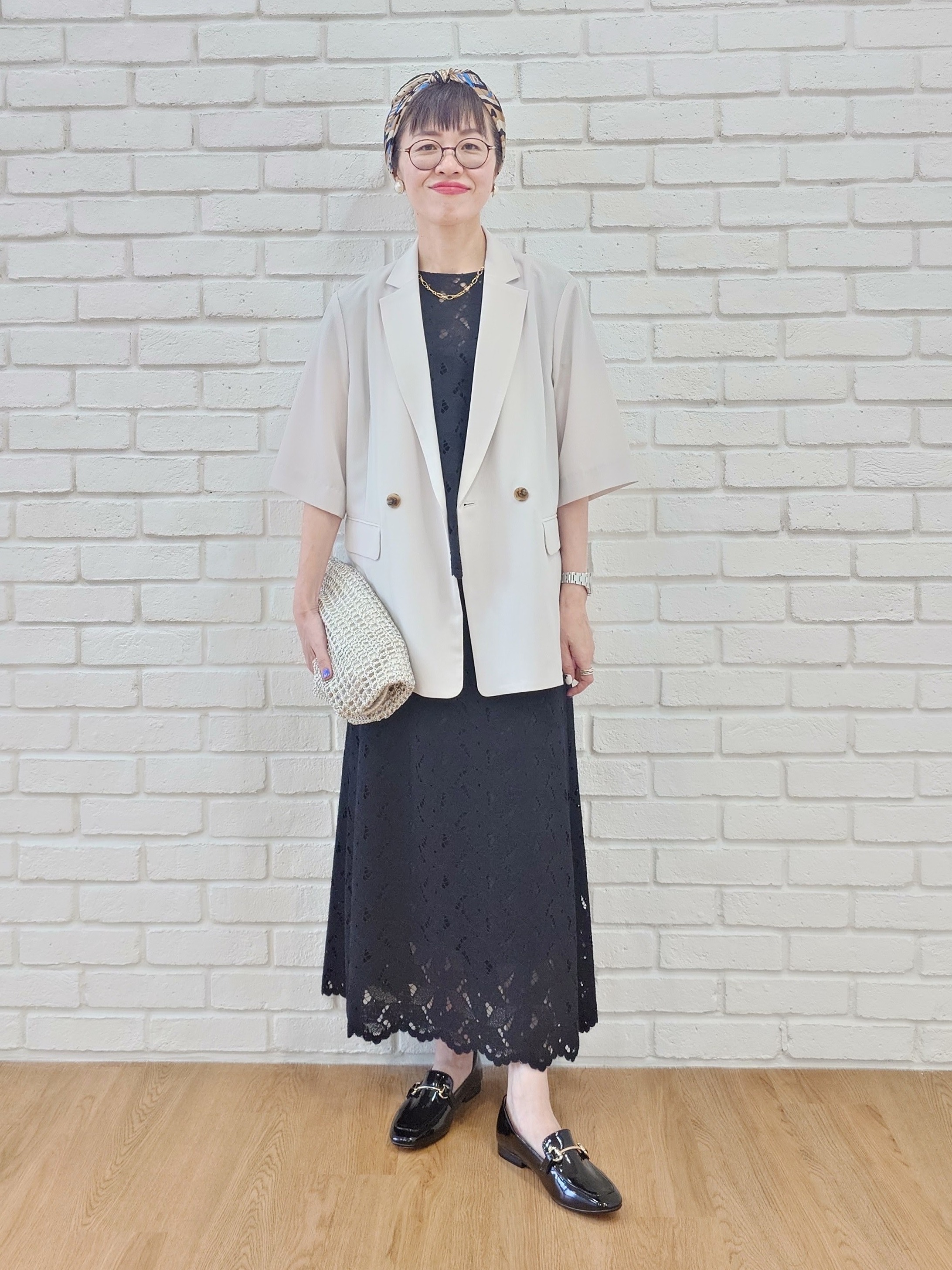 MUTSUKOさんの「UNTITLED｜【秋の通勤羽織/セットアップ可/UVカット】エアリークール半袖ジャケット」を使ったコーディネート