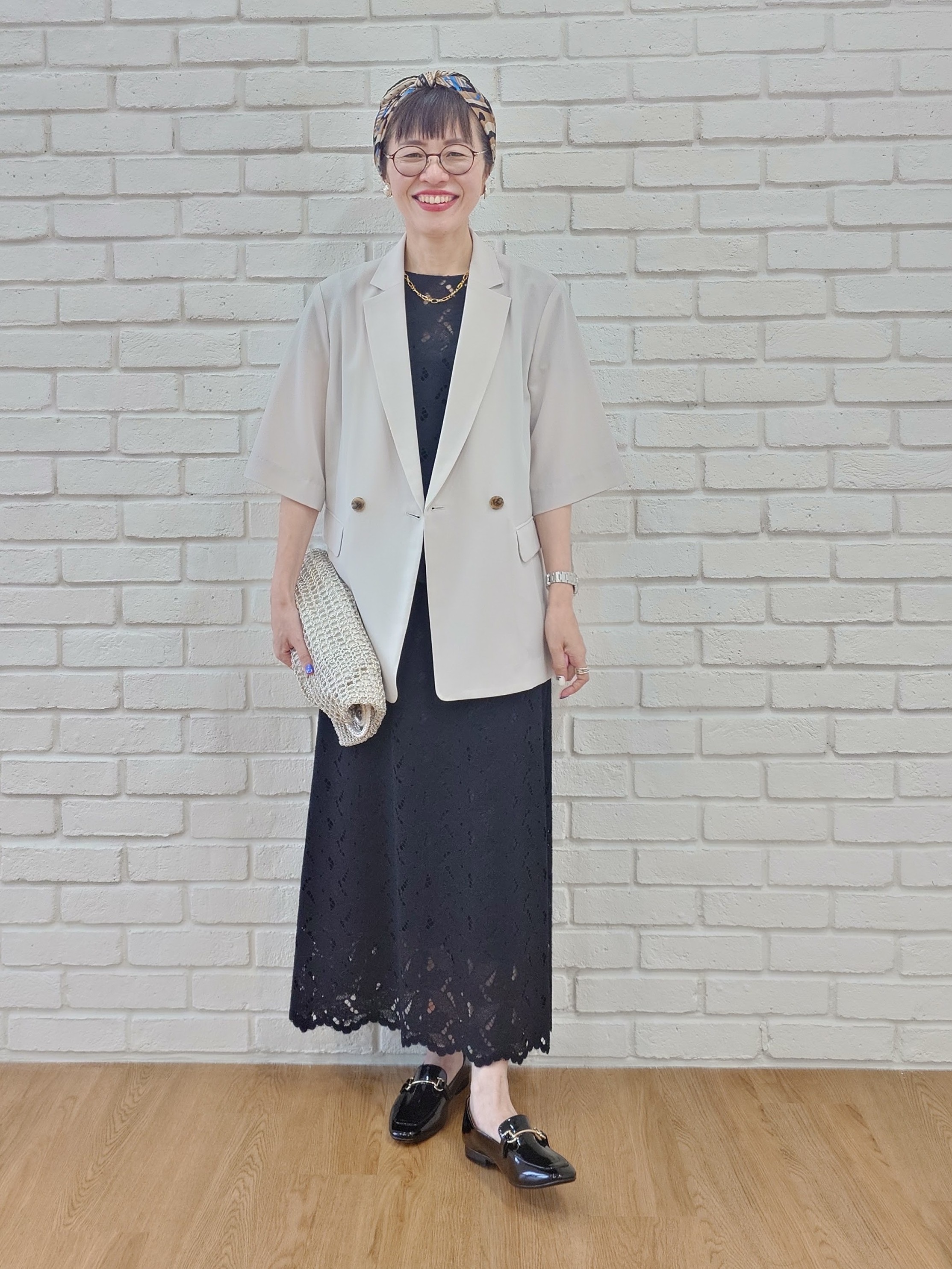 MUTSUKOさんの「UNTITLED｜【秋の通勤羽織/セットアップ可/UVカット】エアリークール半袖ジャケット」を使ったコーディネート