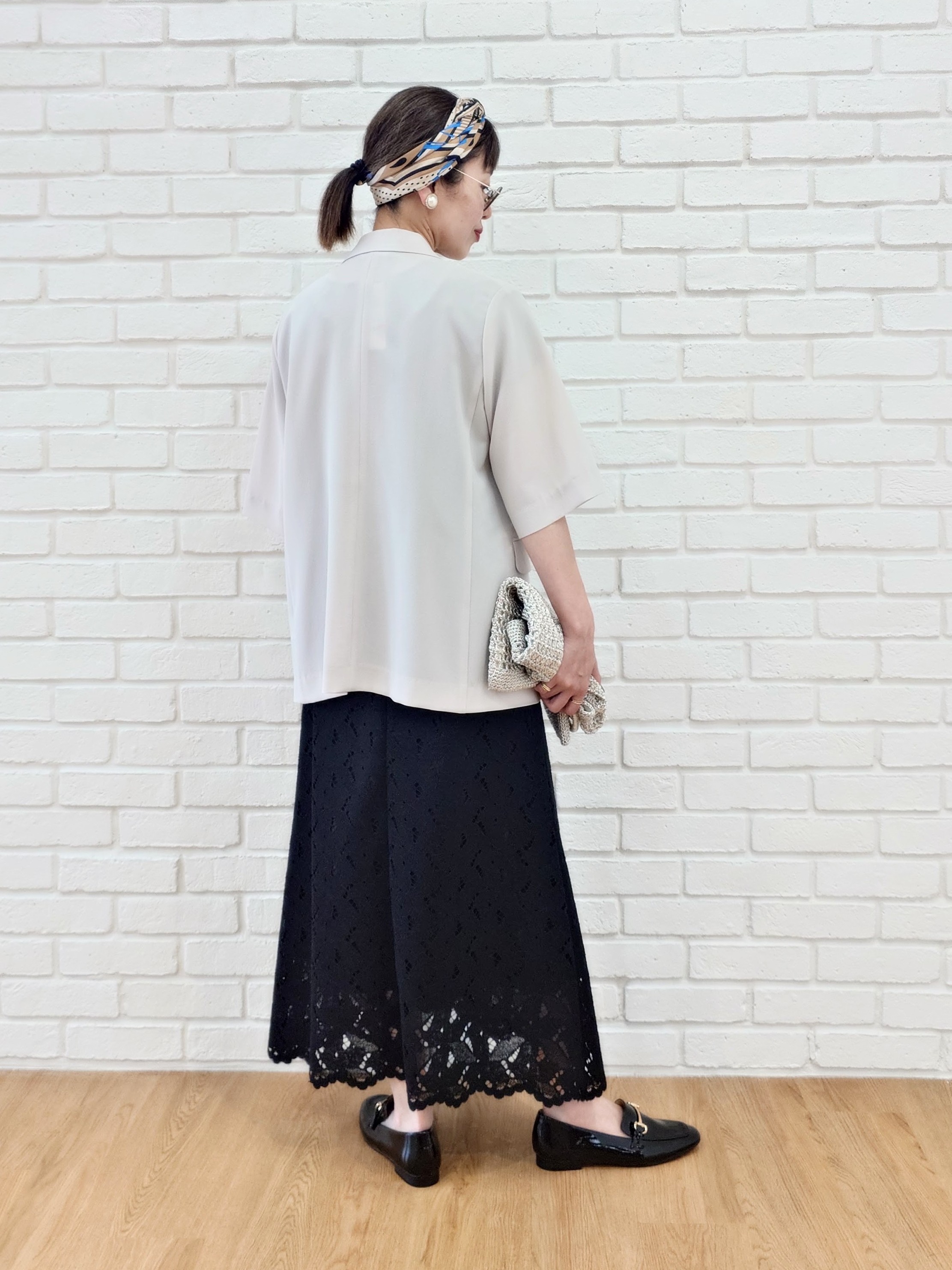MUTSUKOさんの「UNTITLED｜【秋の通勤羽織/セットアップ可/UVカット】エアリークール半袖ジャケット」を使ったコーディネート