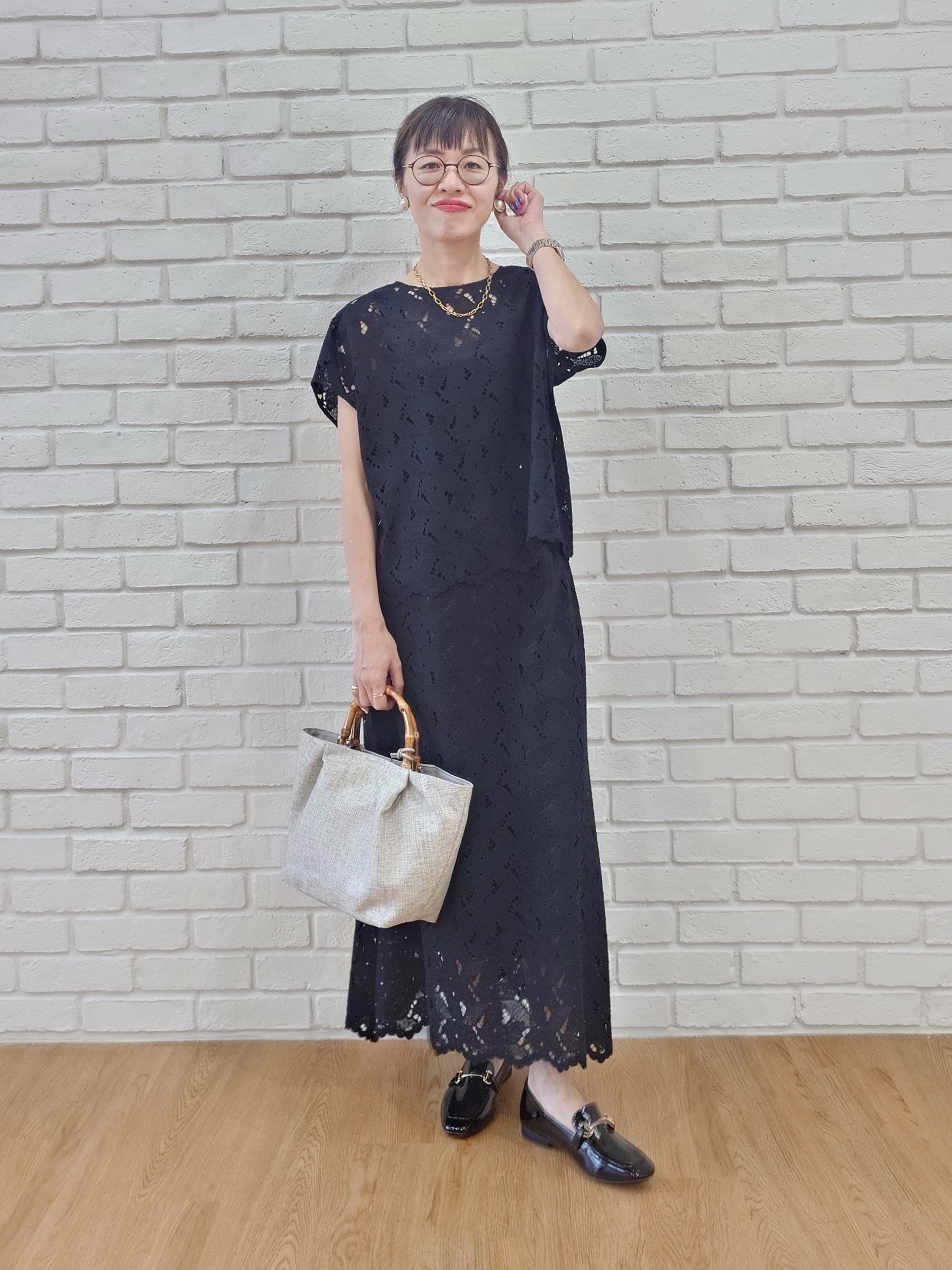 MUTSUKOさんの「UNTITLED｜【秋の通勤羽織/セットアップ可/UVカット】エアリークール半袖ジャケット」を使ったコーディネート
