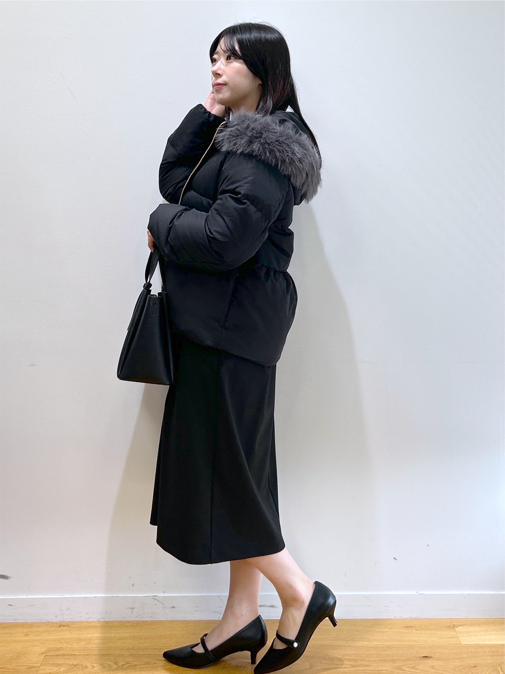 RINAさんの「OPAQUE.CLIP｜ストレッチハートネックワンピース【洗濯機OK／イージーアイロン】」を使ったコーディネート