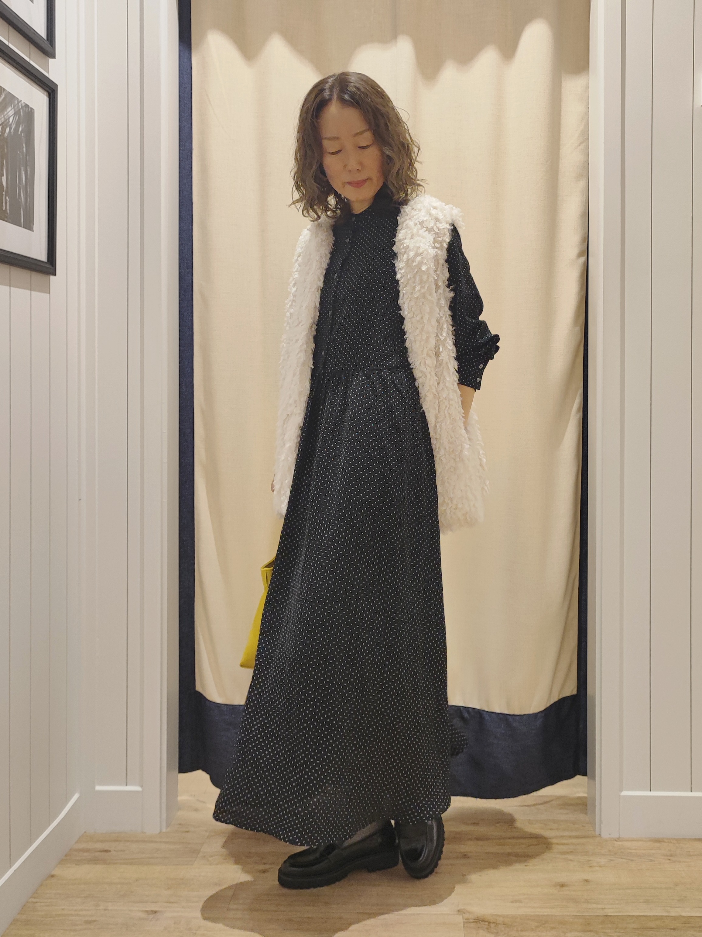 toyaさんの「Dessin｜【洗える/秋羽織り】フェイクファージレ」を使ったコーディネート