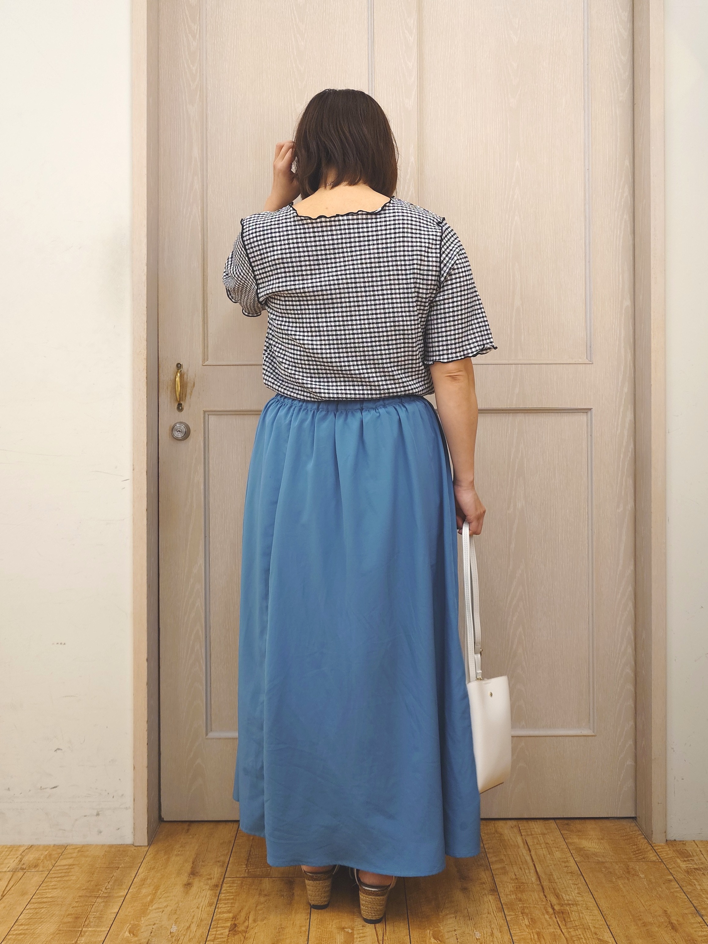 とろろさんの「SHOO･LA･RUE｜カット楊柳ギンガムメローT」を使ったコーディネート