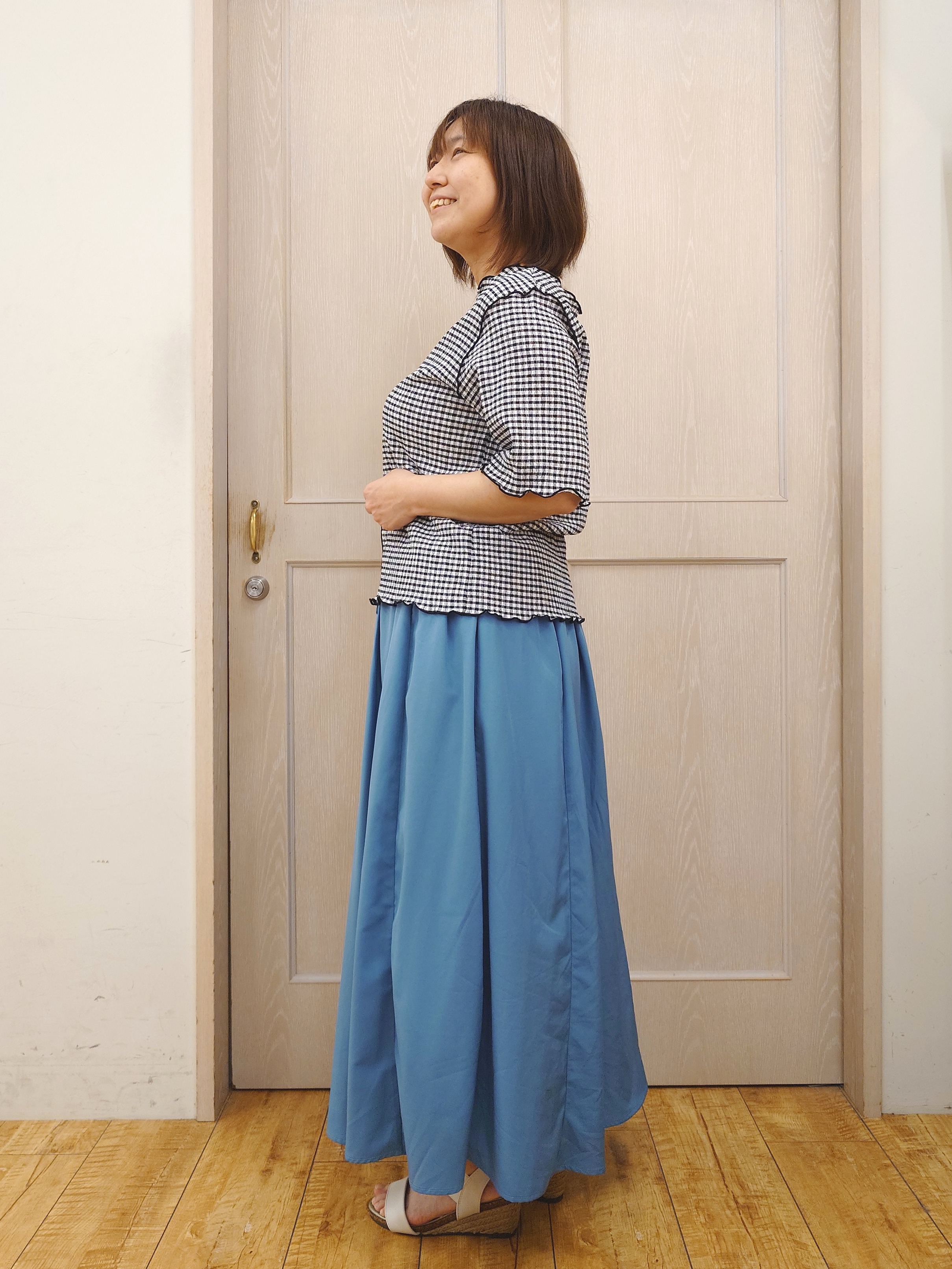 とろろさんの「SHOO･LA･RUE｜カット楊柳ギンガムメローT」を使ったコーディネート