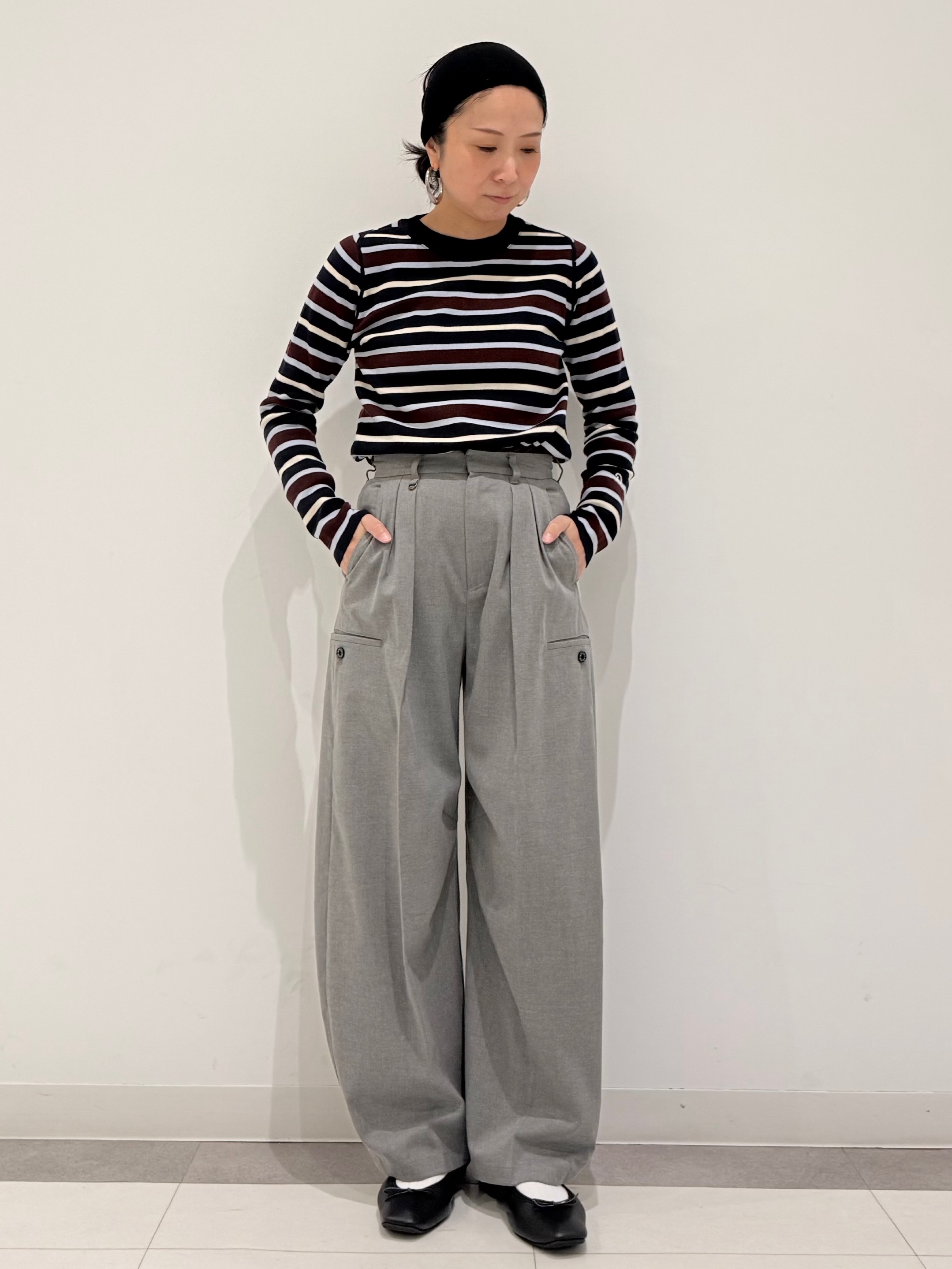 MIYAKAWAさんの「DRESSTERIOR｜ストレッチ フルニードルボーダーニット」を使ったコーディネート