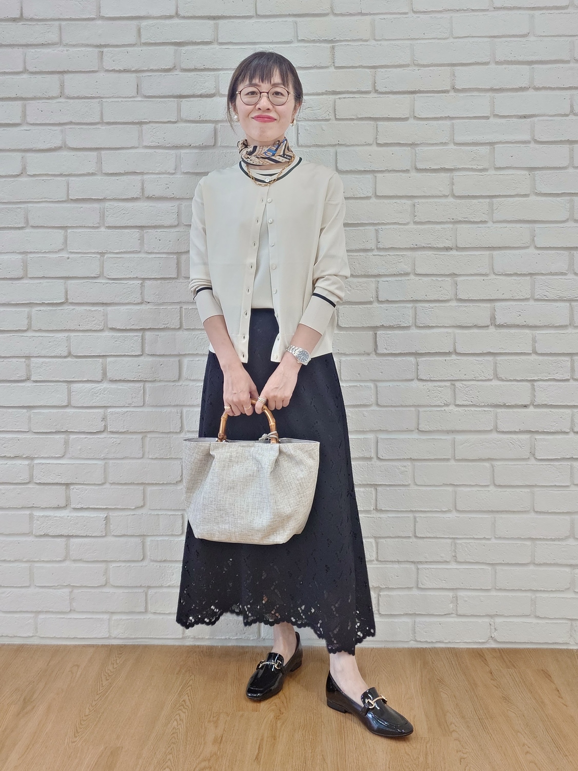 MUTSUKOさんの「UNTITLED｜【アンサンブル可能/秋羽織り】コンパクトニットカーディガン」を使ったコーディネート
