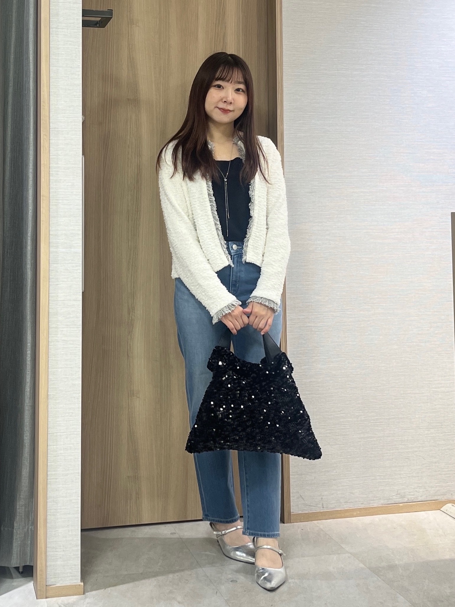 KAHOさんの「UNTITLED｜【ジャケットライク/秋羽織り】ファンシーヤーンツイードニットカーディガン」を使ったコーディネート