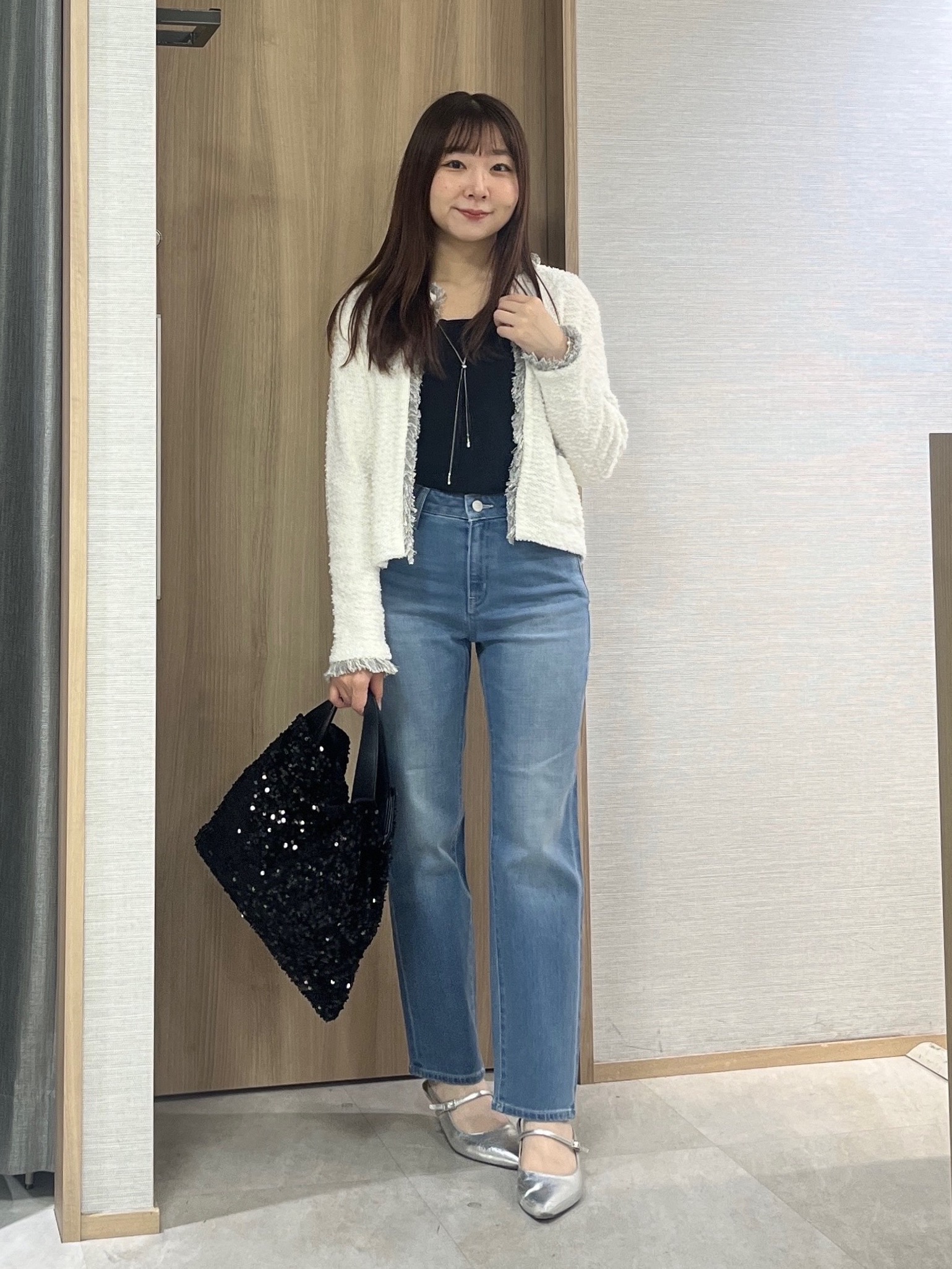 KAHOさんの「UNTITLED｜【ジャケットライク/秋羽織り】ファンシーヤーンツイードニットカーディガン」を使ったコーディネート