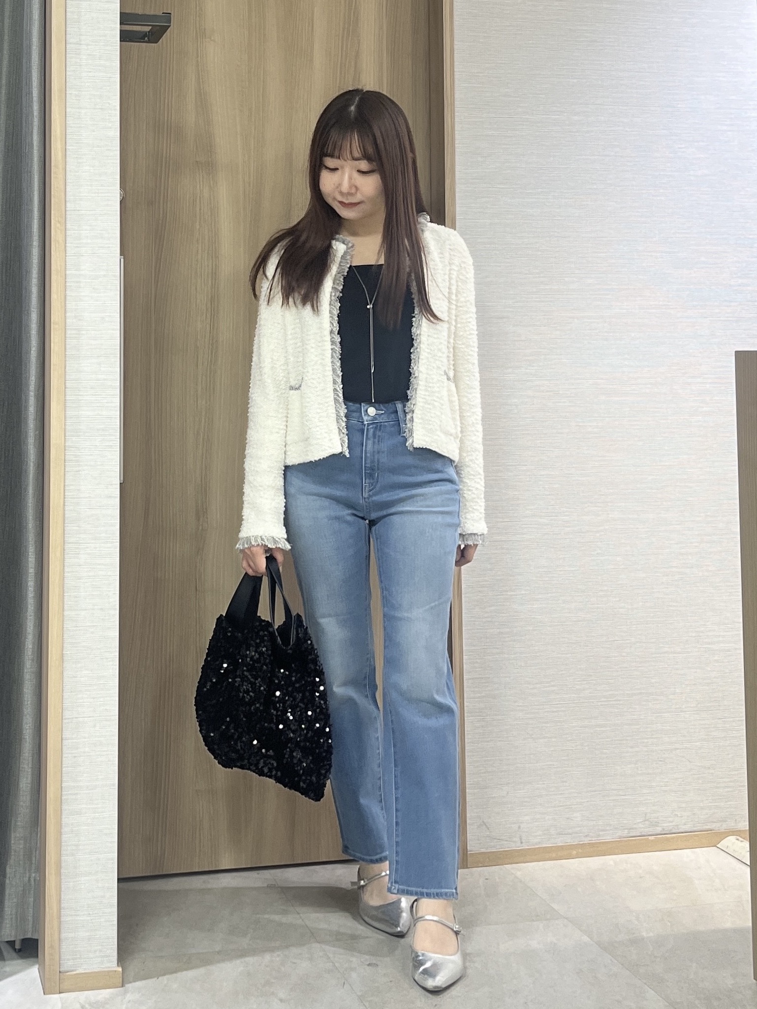 KAHOさんの「UNTITLED｜【ジャケットライク/秋羽織り】ファンシーヤーンツイードニットカーディガン」を使ったコーディネート