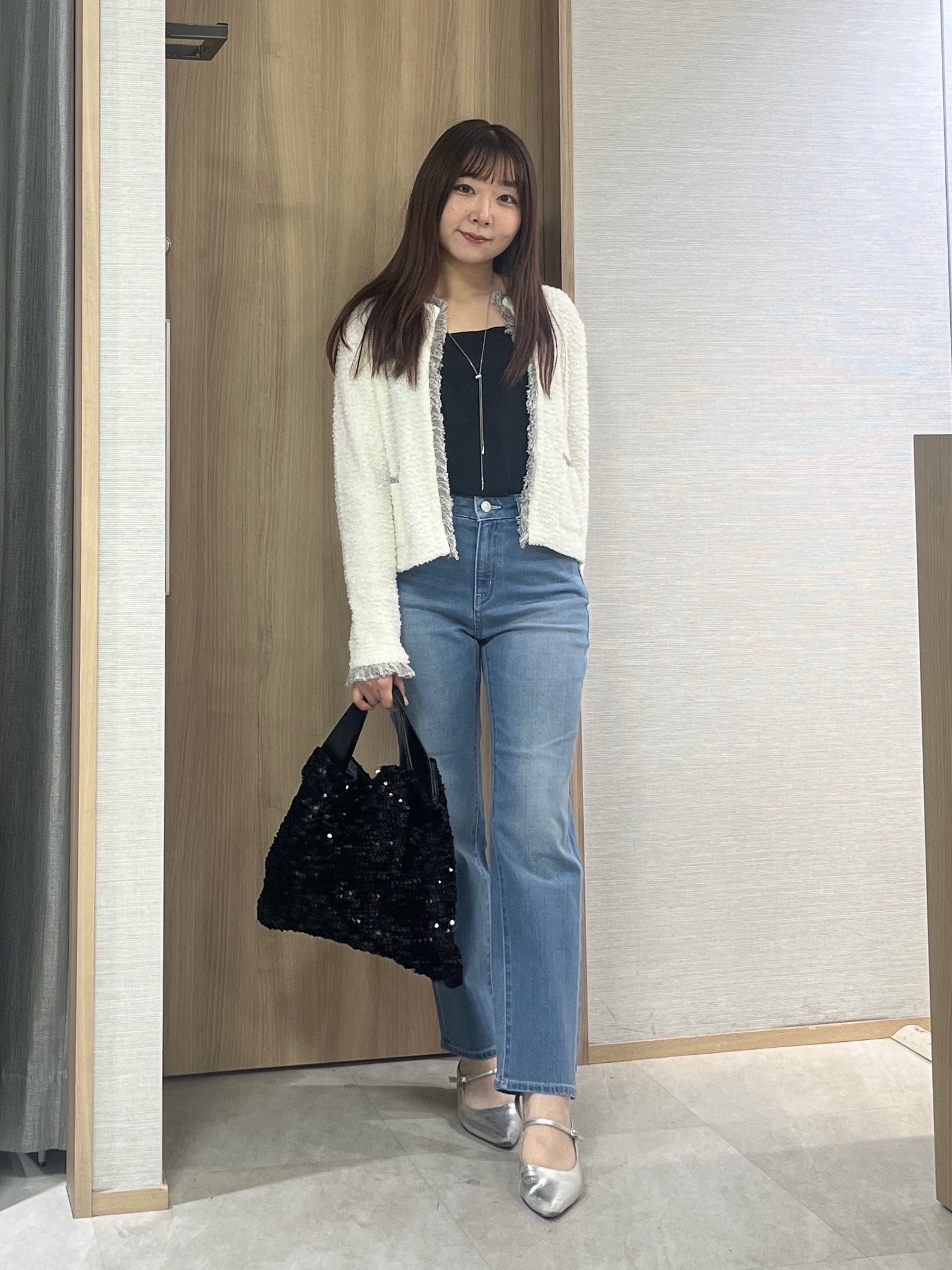 KAHOさんの「UNTITLED｜【ジャケットライク/秋羽織り】ファンシーヤーンツイードニットカーディガン」を使ったコーディネート
