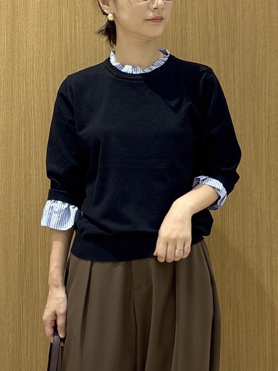 たけねぇさんの「OPAQUE.CLIP｜【森絵梨佳さん着用】フリルドッキングニット《UVケア／遮熱性／洗濯機OK》」を使ったコーディネート