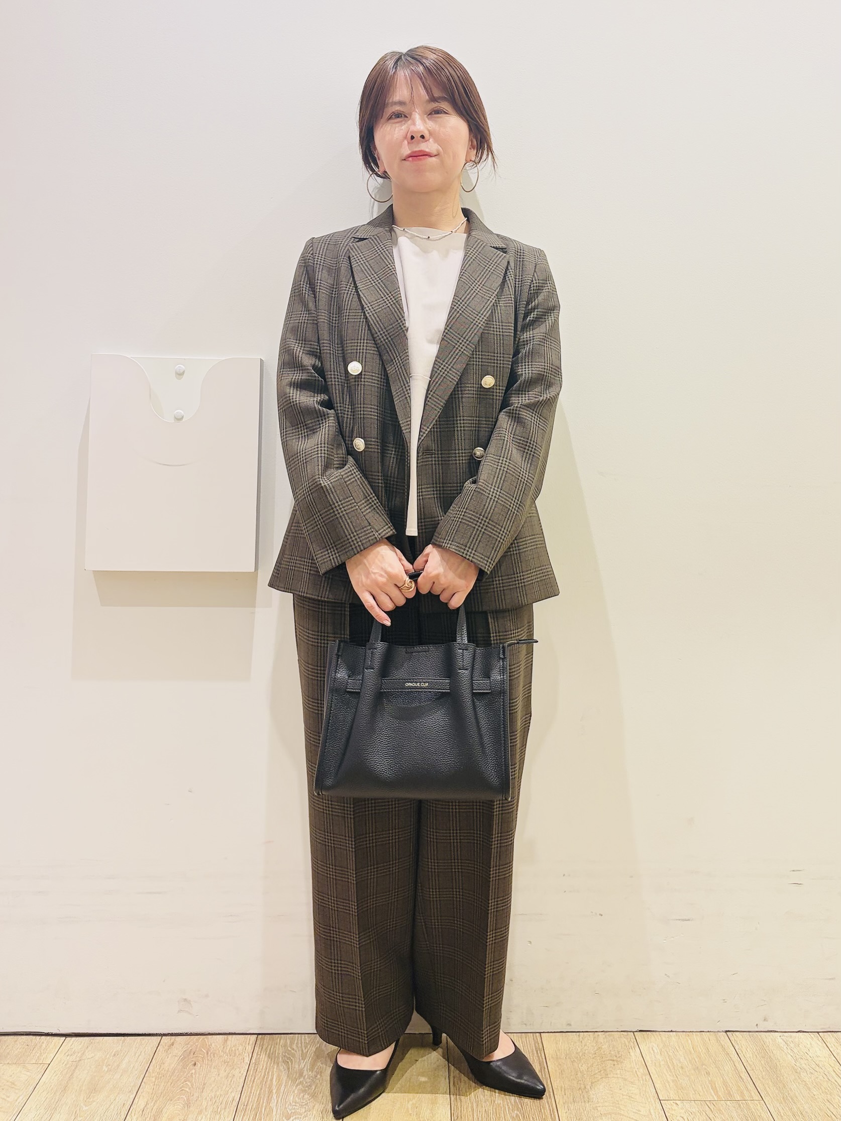 YUKOさんの「index｜【セットアップ可】ストレッチツイルダブルブレストテーラードジャケット《洗濯機OK／防シワ》」を使ったコーディネート