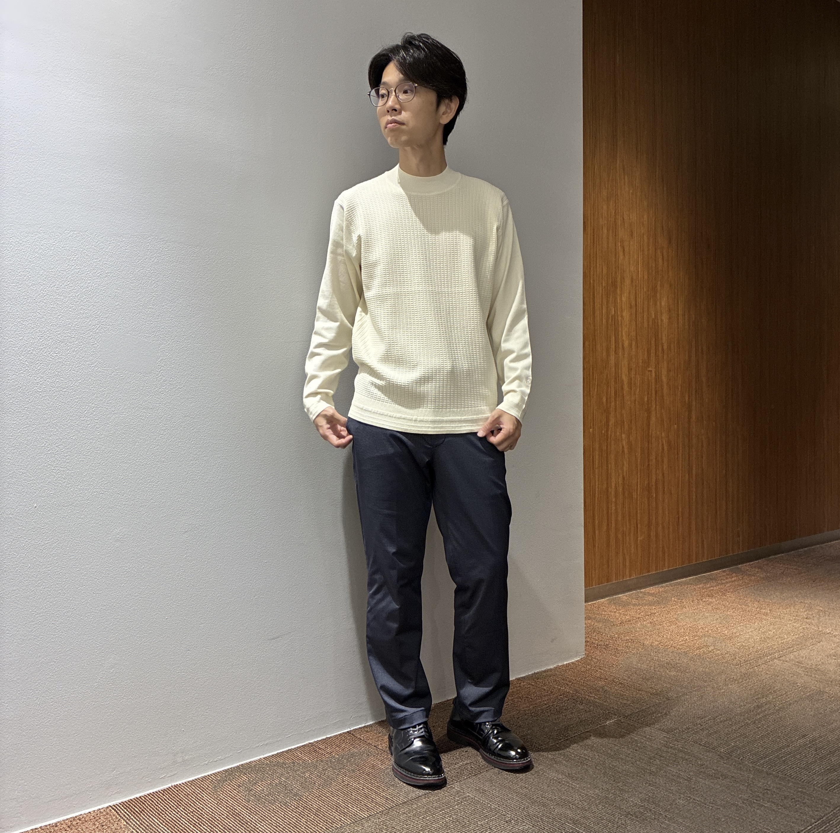 わいずみさんの「TAKEO KIKUCHI｜【BOWLER HAT LABEL】シングルレザーライダースジャケット」を使ったコーディネート