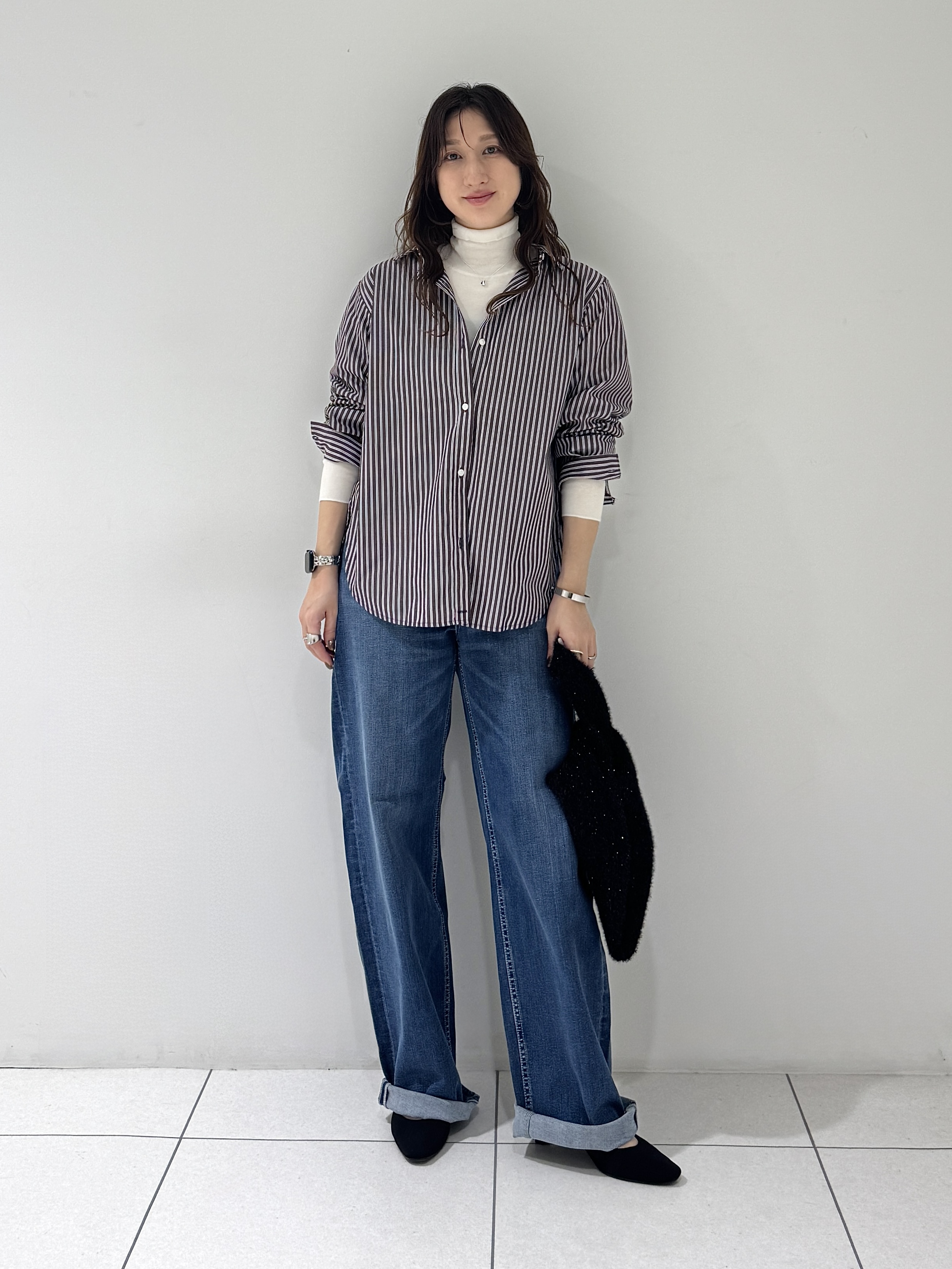 そんさんの「INDIVI｜【2WAY／ストライプ柄】ベーシックシャツ」を使ったコーディネート