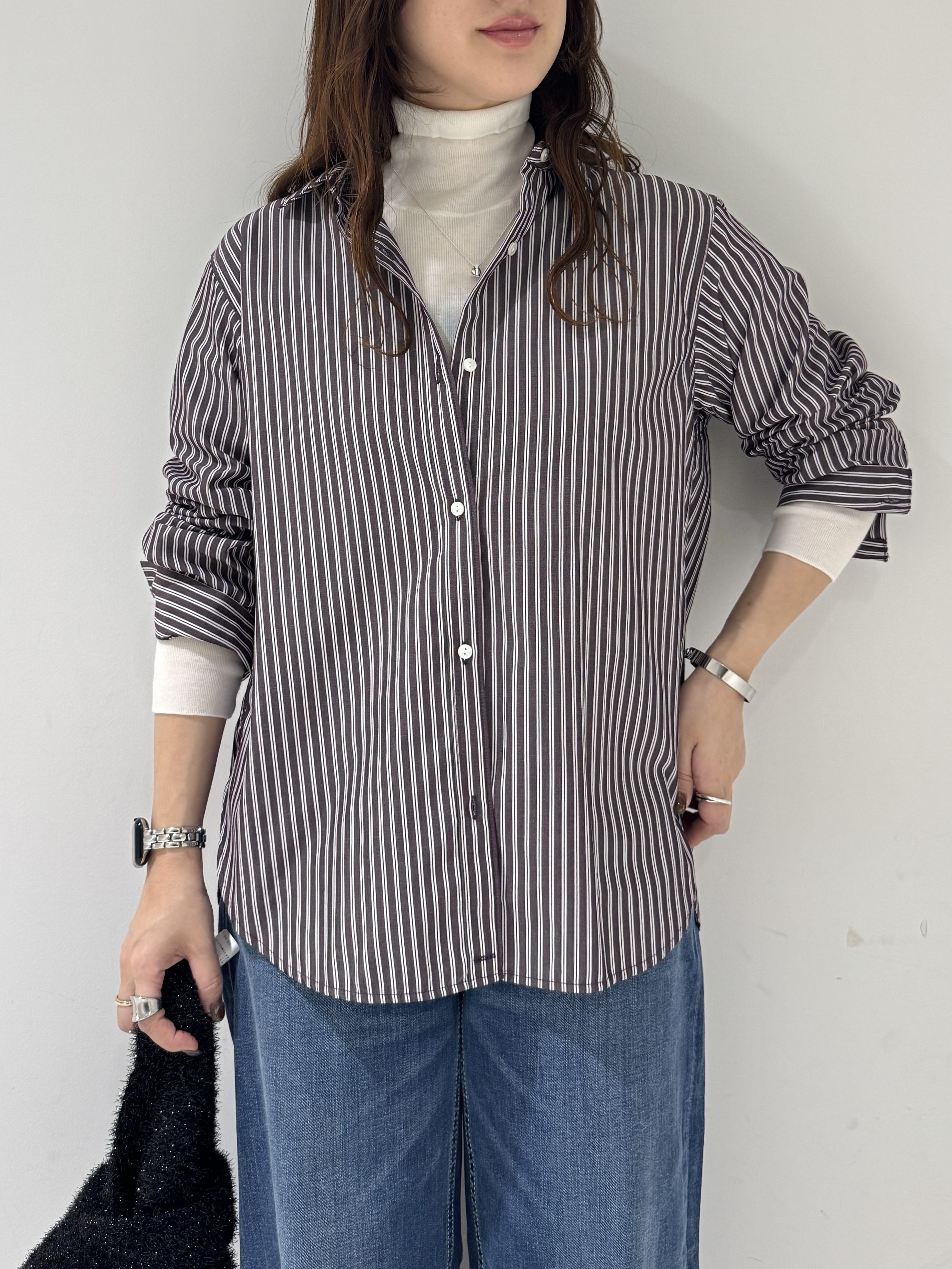 そんさんの「INDIVI｜【2WAY／ストライプ柄】ベーシックシャツ」を使ったコーディネート