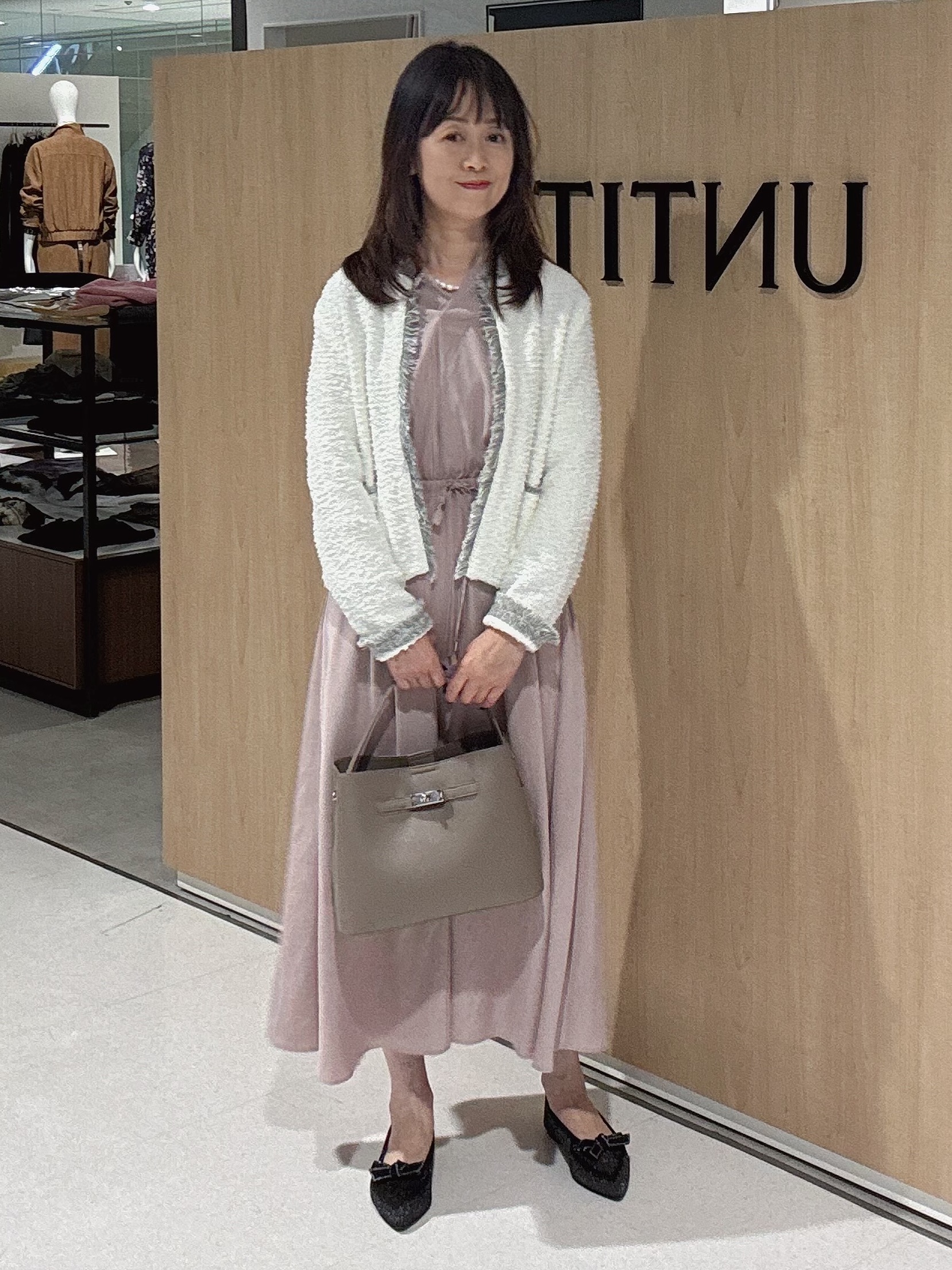 makiさんの「UNTITLED｜【ジャケットライク/秋羽織り】ファンシーヤーンツイードニットカーディガン」を使ったコーディネート