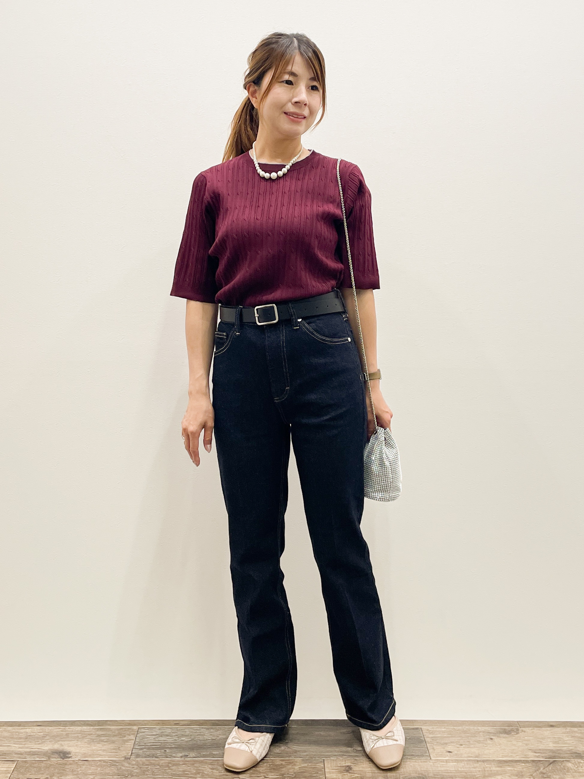 Asukaさんの「OPAQUE.CLIP｜【UVケア】配色ケーブルニット《洗濯機OK／抗ピル》」を使ったコーディネート