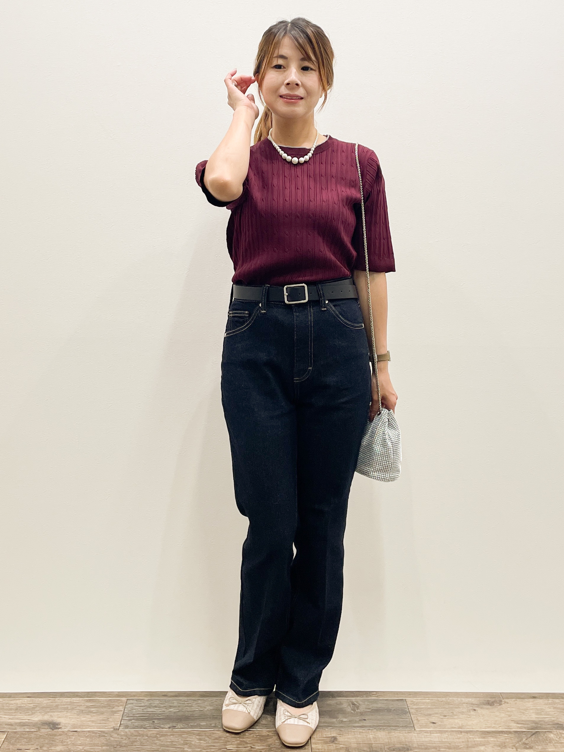 Asukaさんの「OPAQUE.CLIP｜【UVケア】配色ケーブルニット《洗濯機OK／抗ピル》」を使ったコーディネート