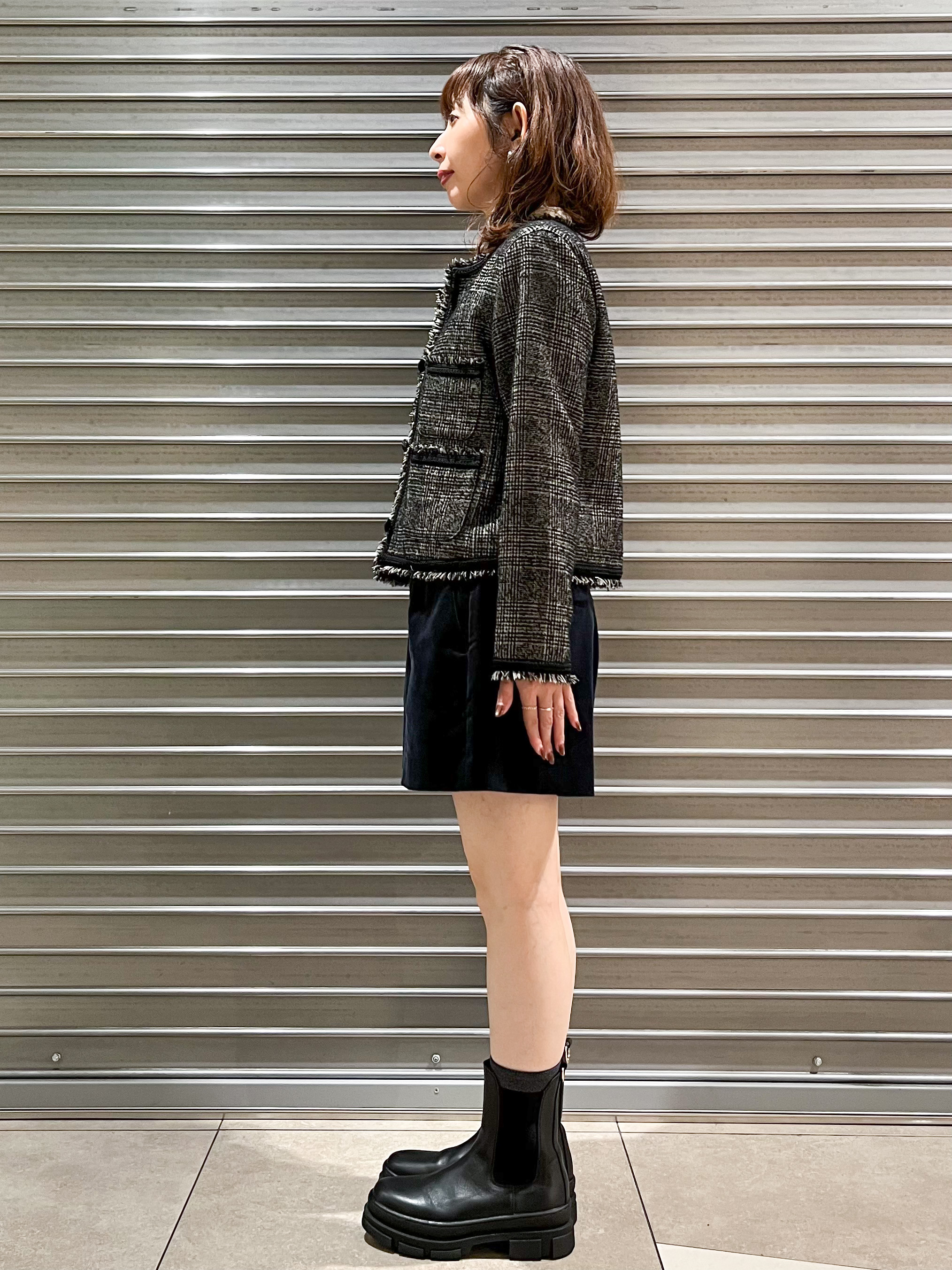 じゅんさんの「DRESSTERIOR｜【セットアップ可】ループグレンチェックノーカラージャケット」を使ったコーディネート